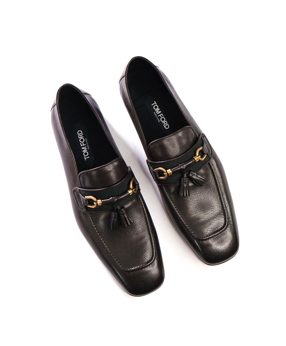 $2,040 TOM FORD - Brown Leather Tassel Loafers - US 12 (11.5 TF)