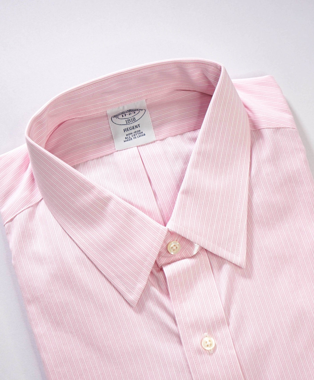 $128 BROOKS BROTHERS - Pink Stripe Non-Iron "REGENT" Shirt - 17 - 32/33