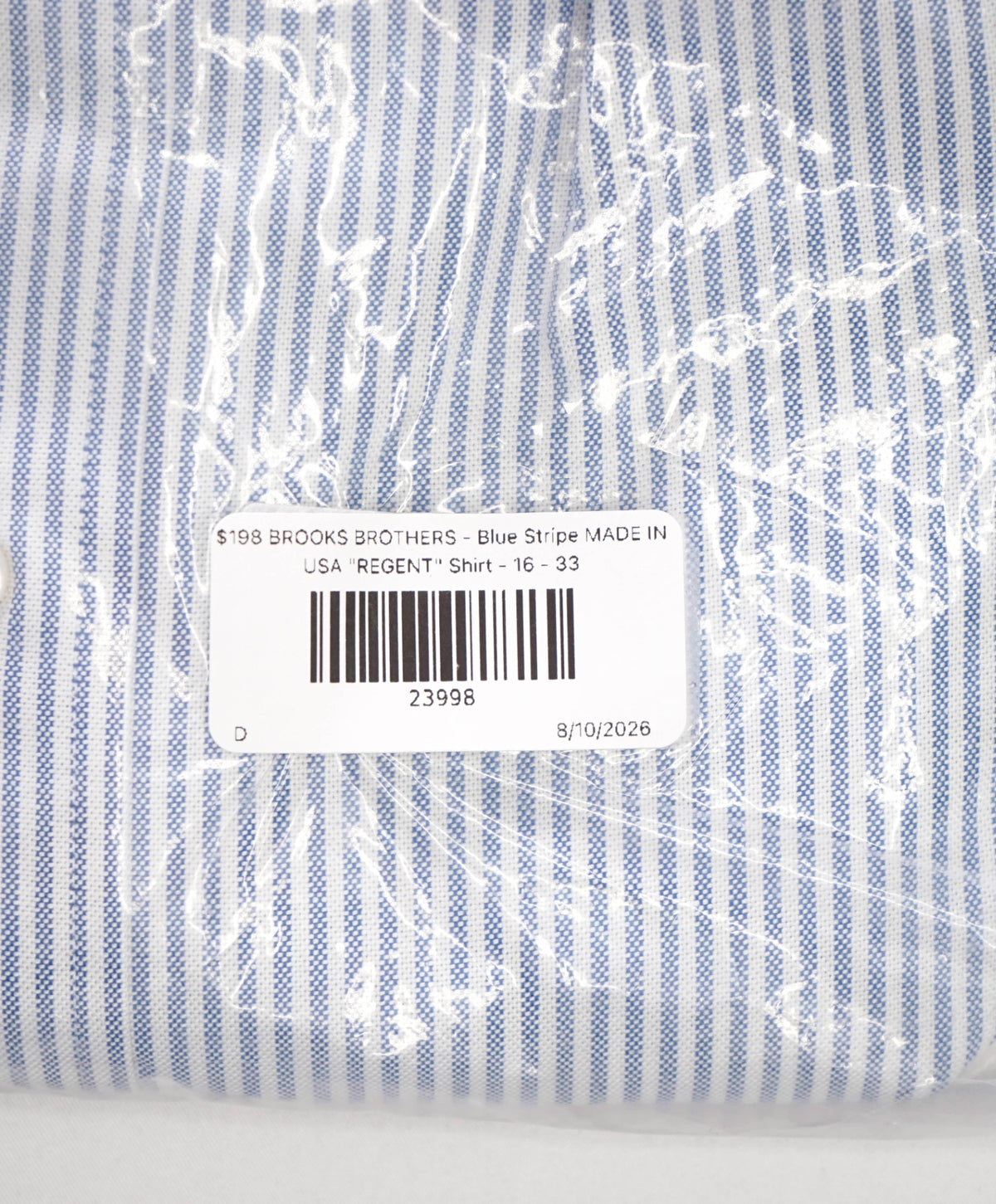 $198 BROOKS BROTHERS - Blue Stripe MADE IN USA "REGENT" Shirt - 16 - 33
