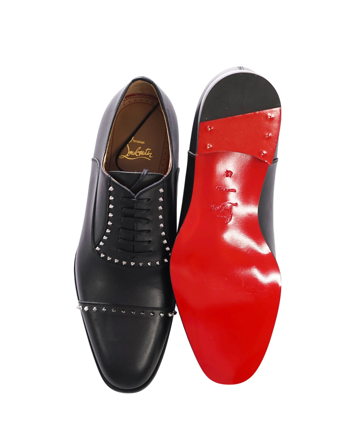 $1,200 CHRISTIAN LOUBOUTIN - *CLOOCLOO* Black Leather Spike Oxford - US 9 (42EU)