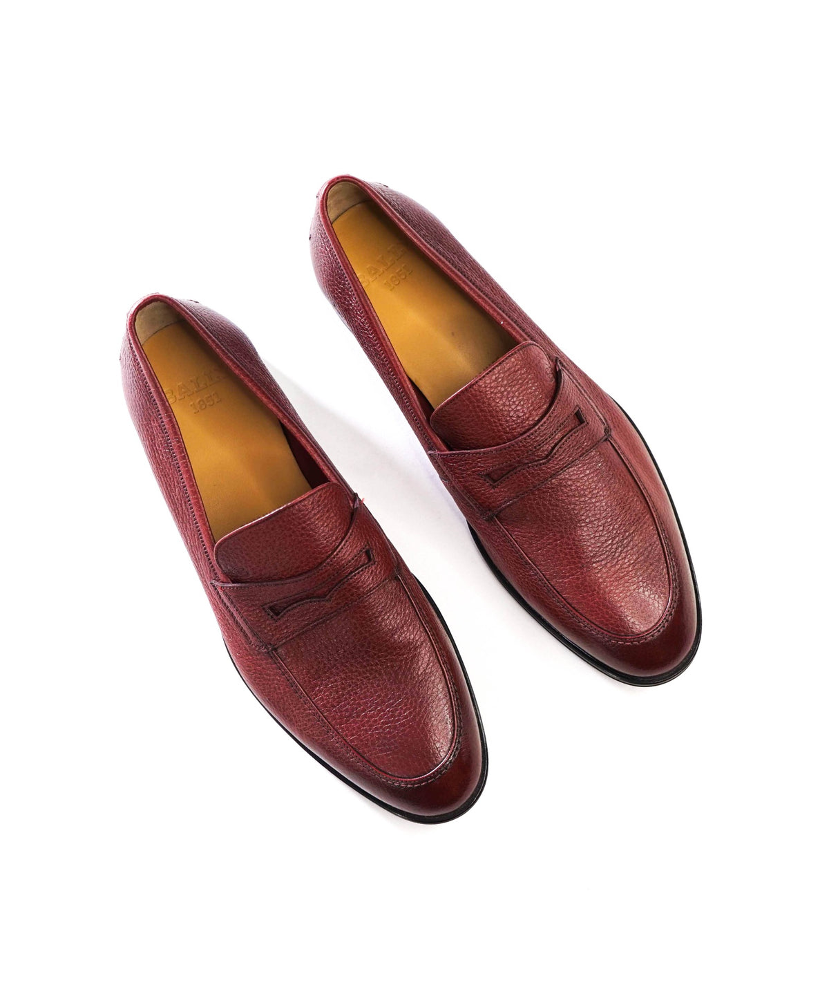 $750 BALLY - Oxblood Leather Penny Loafers - US 9 (8UK)