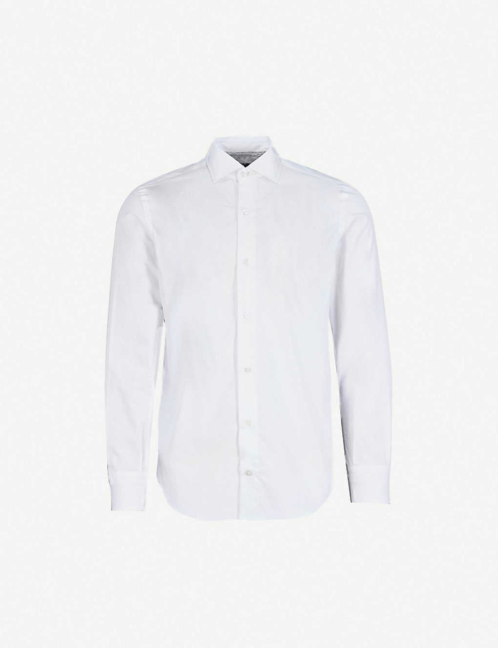 $395 ELEVENTY - *Spread Collar* Slim-Cotton Poplin White Dress Shirt - XL