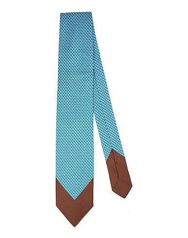 $240 BRIONI - Teal & Brown Geometric SCARF TIPPED 3.25" - Tie