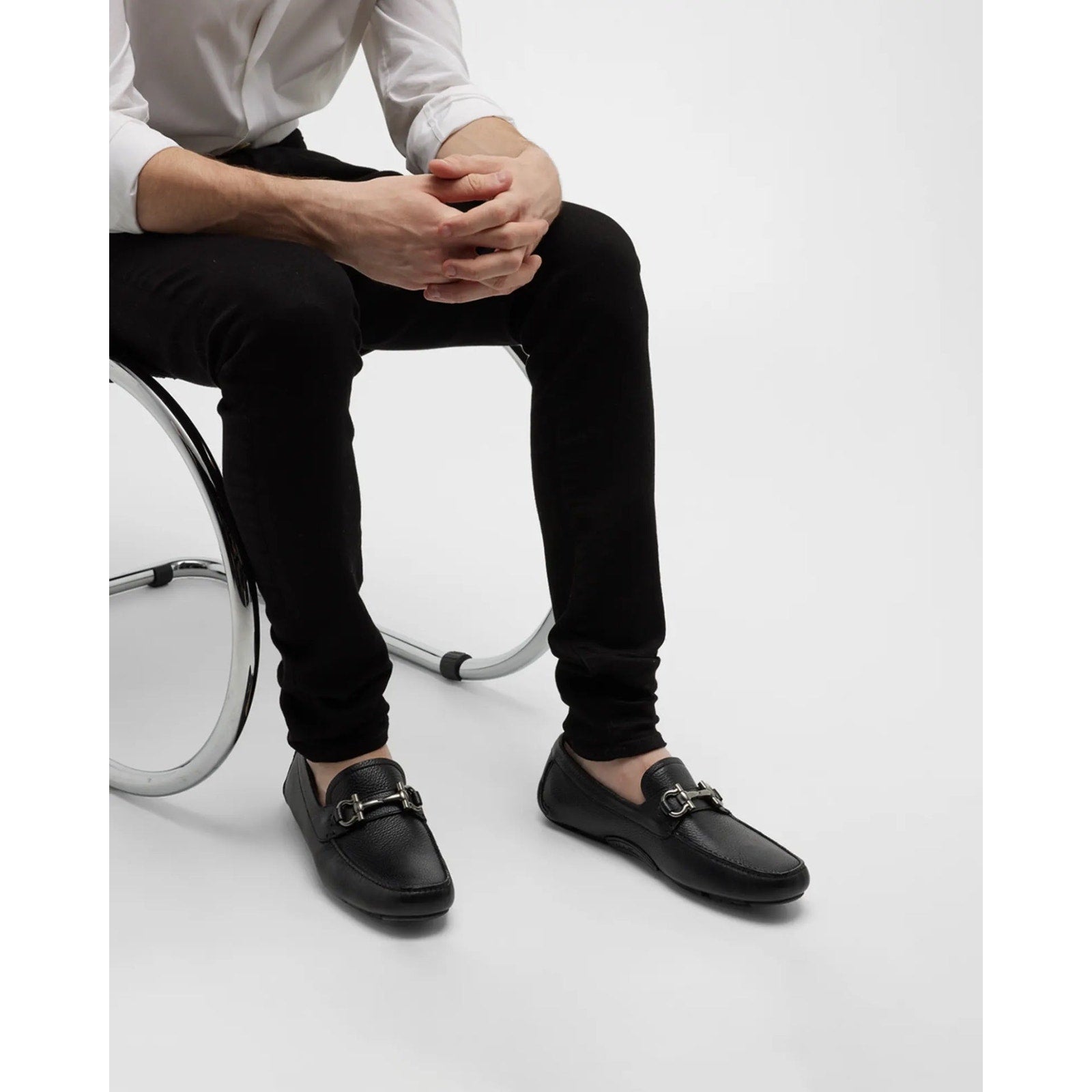 $800 Salvatore Ferragamo "PARIGI" Black Pebbled Leather Loafer 9 D (42 EU)
