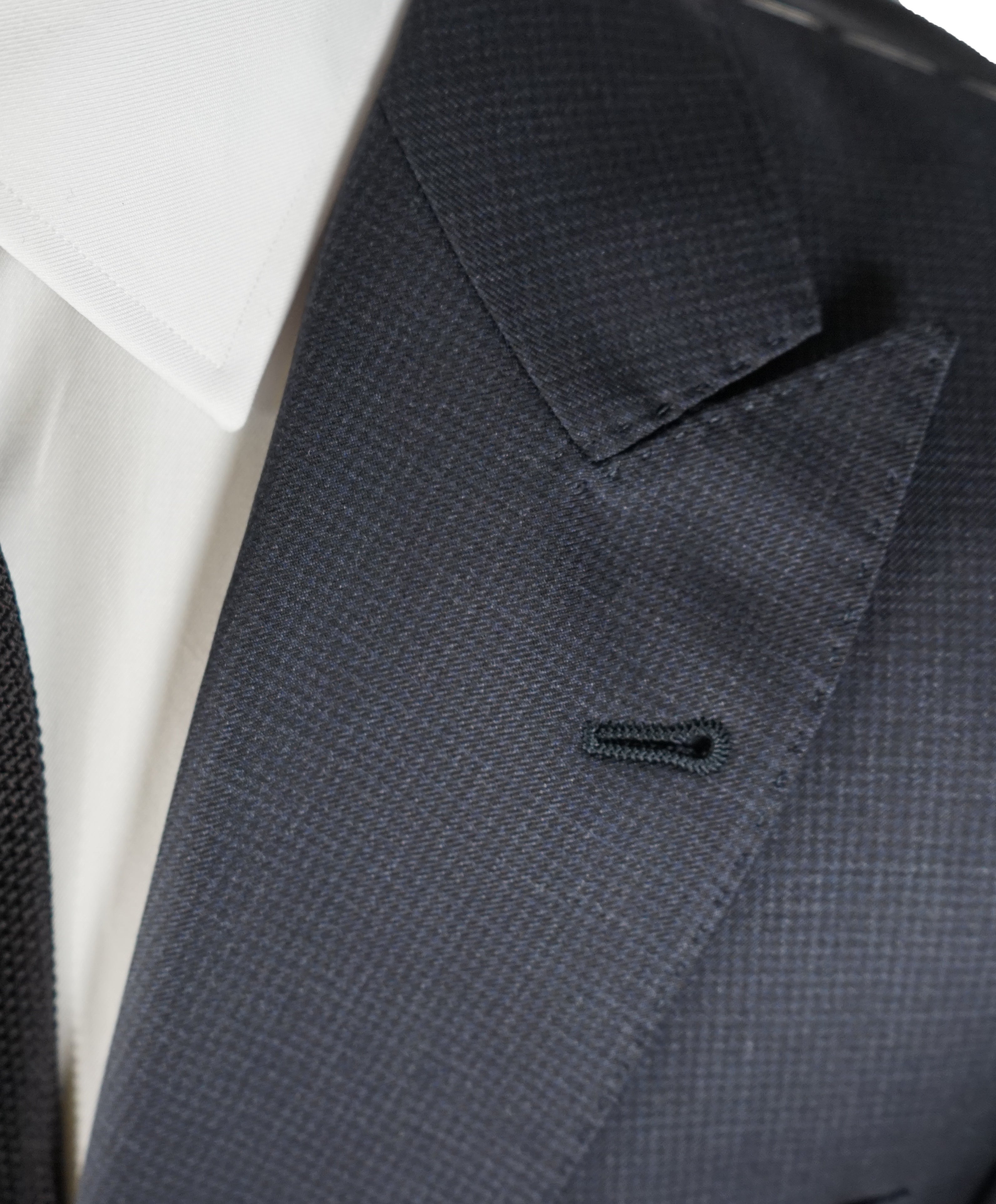 BRUNELLO CUCINELLI - Blue / Gray Check Minicheck Wide Peak Lapel Suit - 48L