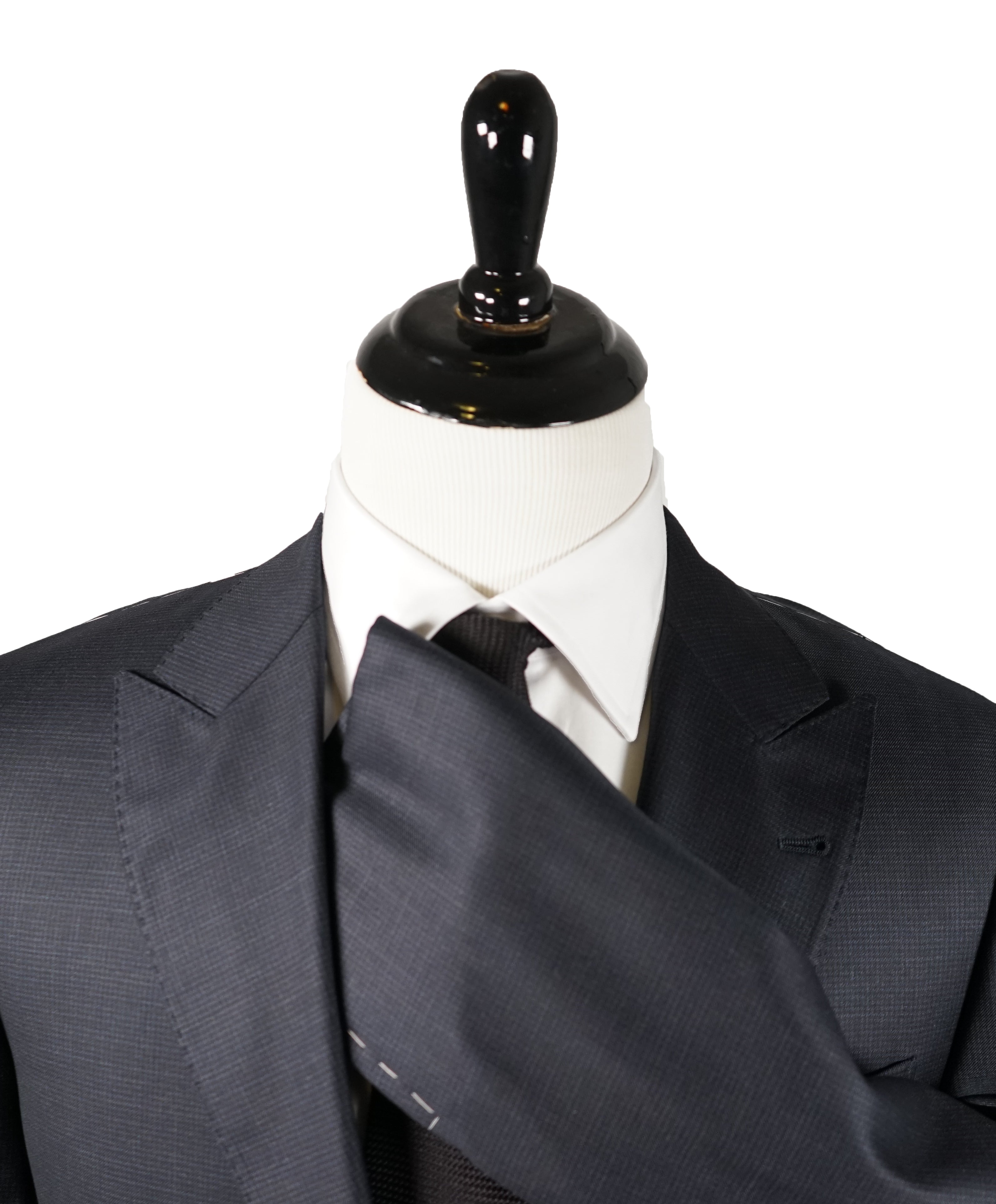 BRUNELLO CUCINELLI - Blue / Gray Check Minicheck Wide Peak Lapel Suit - 48L