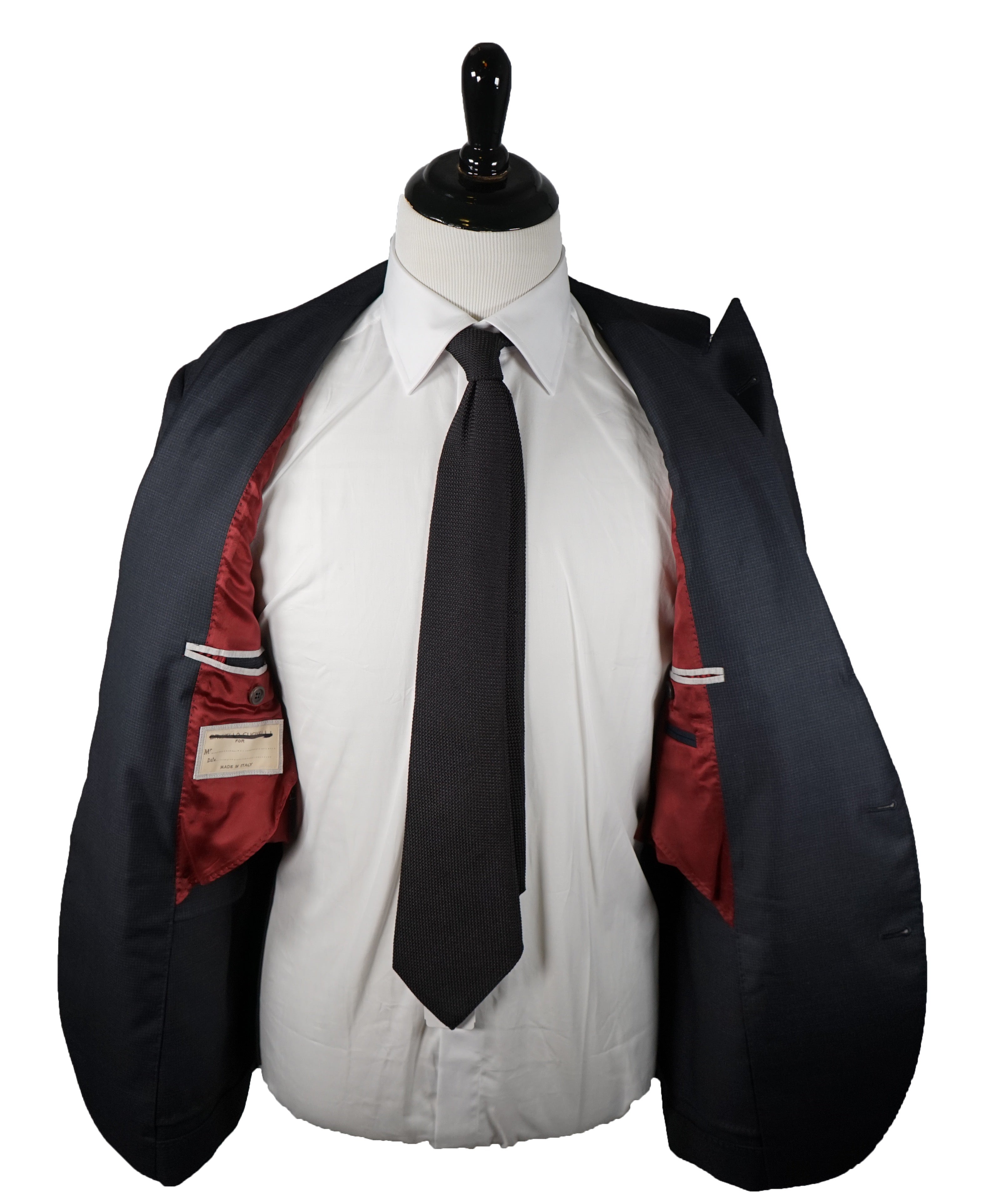 BRUNELLO CUCINELLI - Blue / Gray Check Minicheck Wide Peak Lapel Suit - 48L