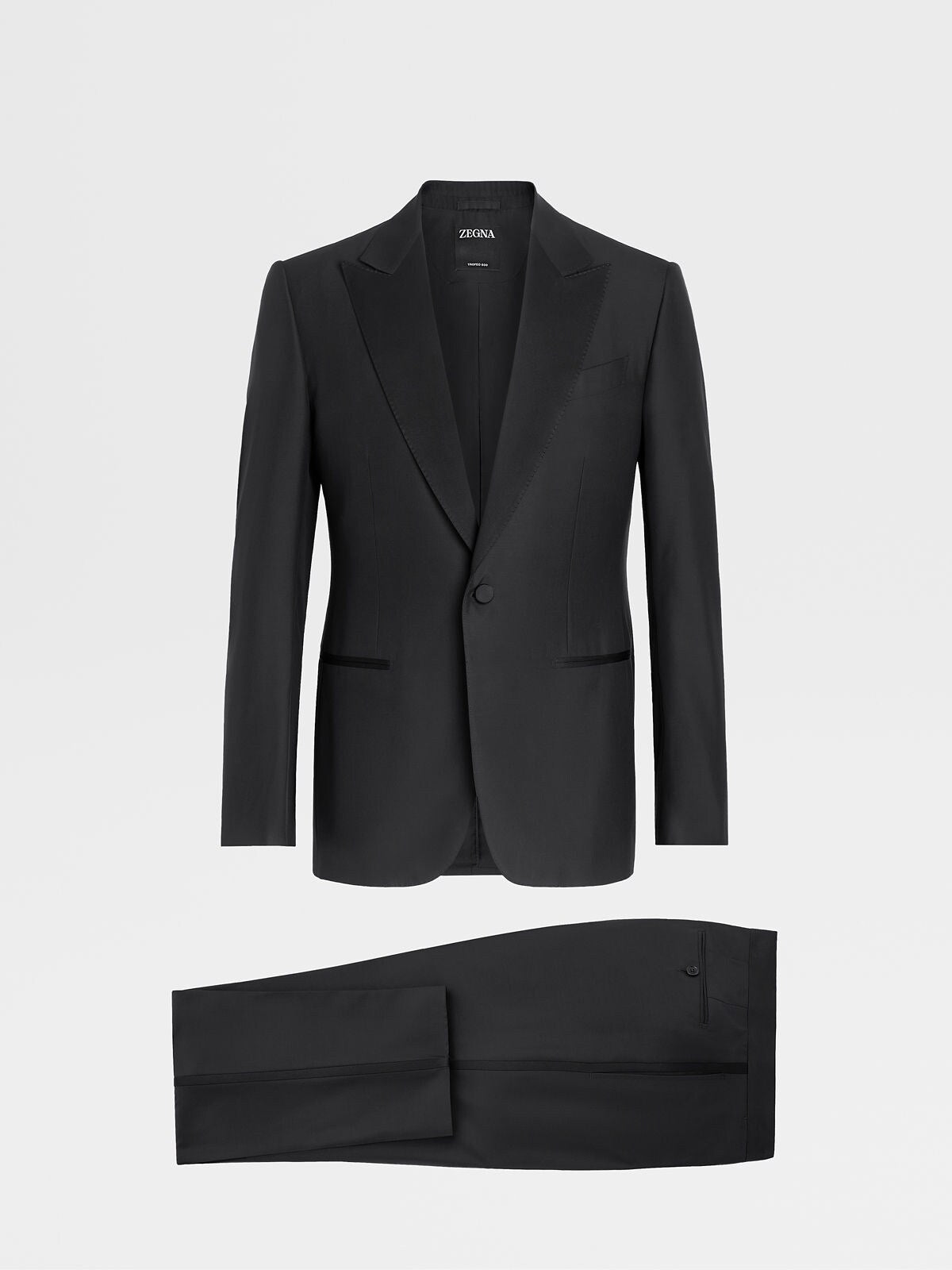 $5,100 ERMENEGILDO ZEGNA - "Wool & Mohair" PEAK LAPEL Black Tuxedo - 40R
