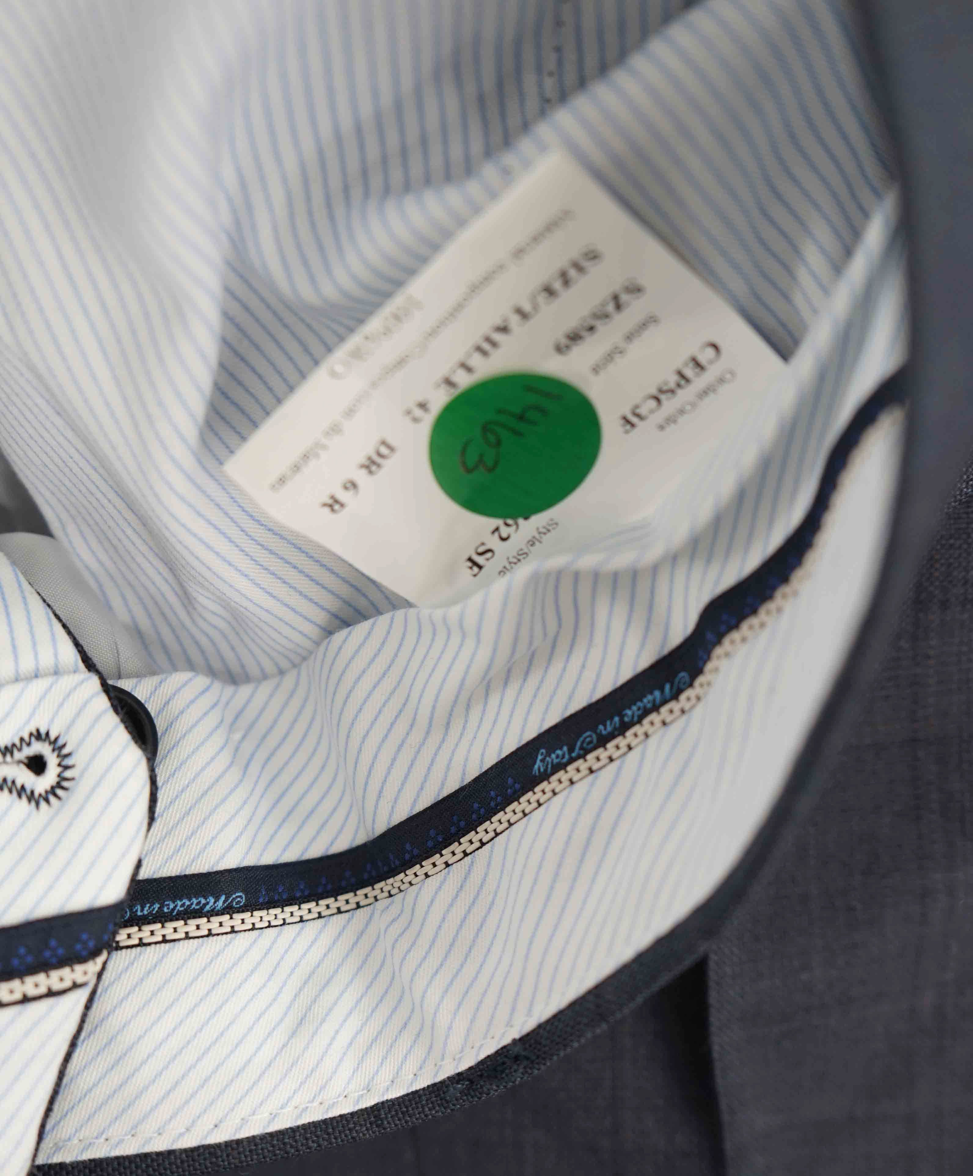 $398 SAKS FIFTH AVE - Blue/Purple Check MADE IN ITALY Flat Front Dress Pants - 36W