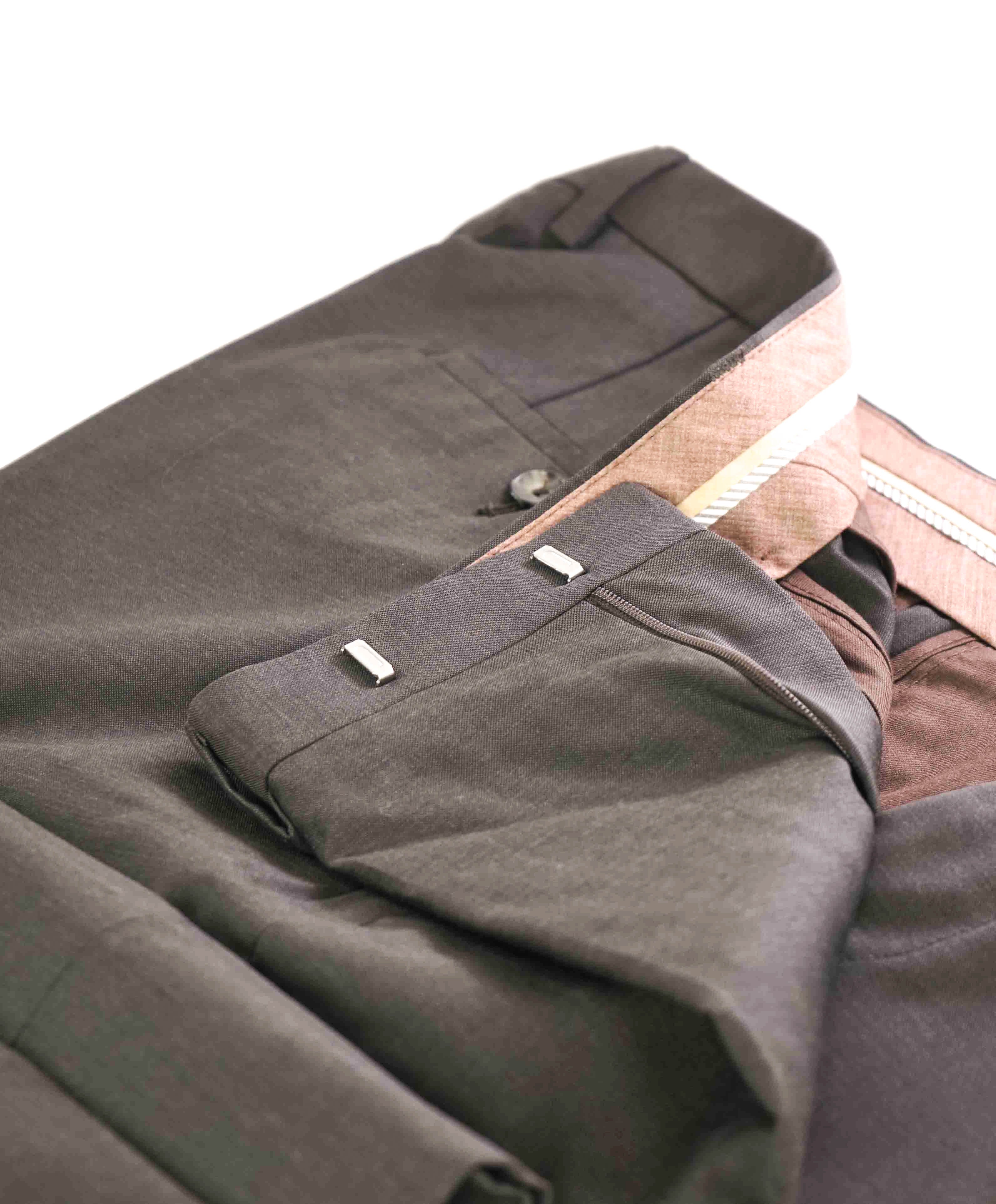 $295 HUGO BOSS - "SHARK8" Solid Hunter Green Flat Front Dress Pants - 36W