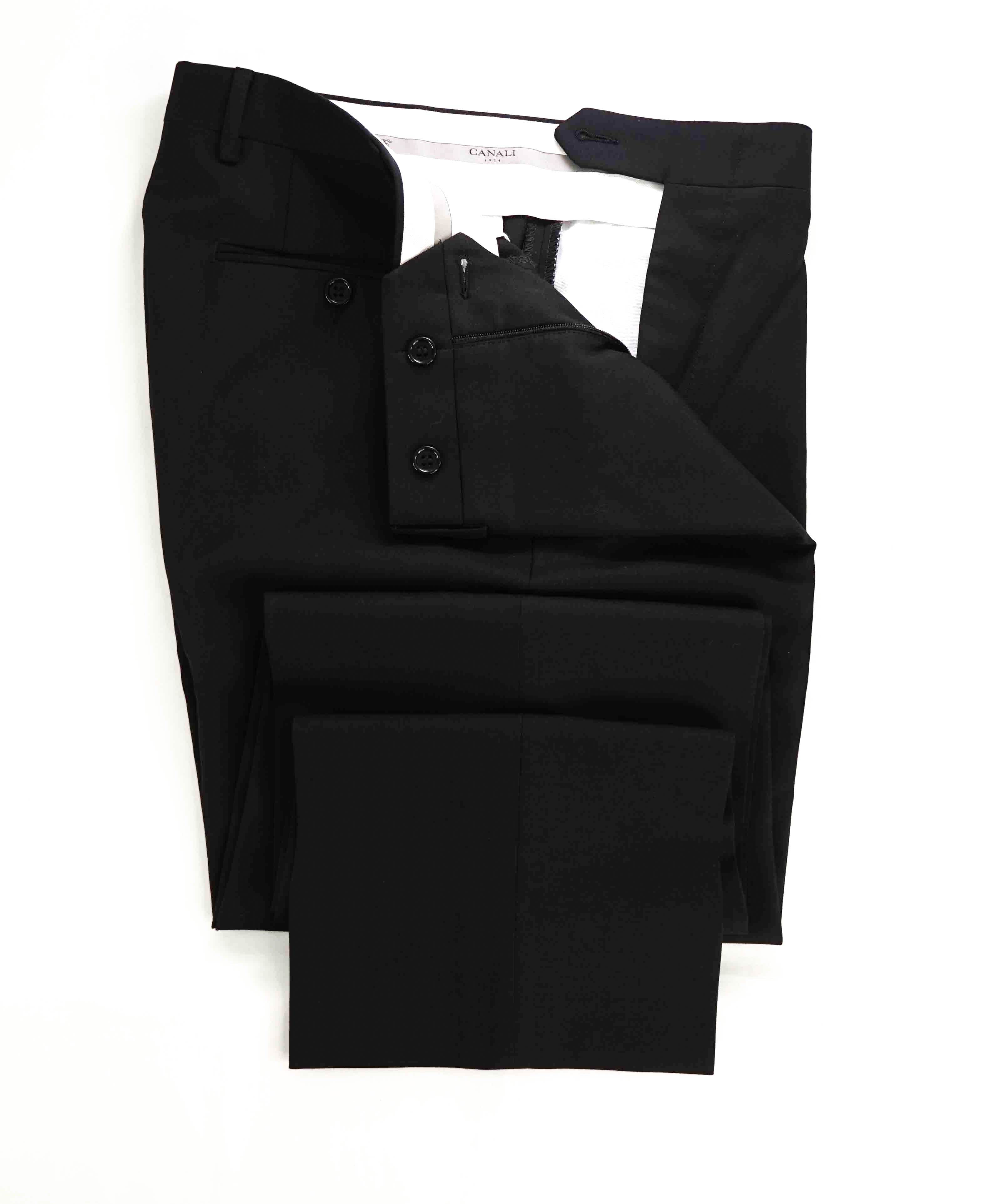 $525 CANALI - *CLOSET STAPLE* Black Flat Front Wool Dress Pants - 32W (48EU)
