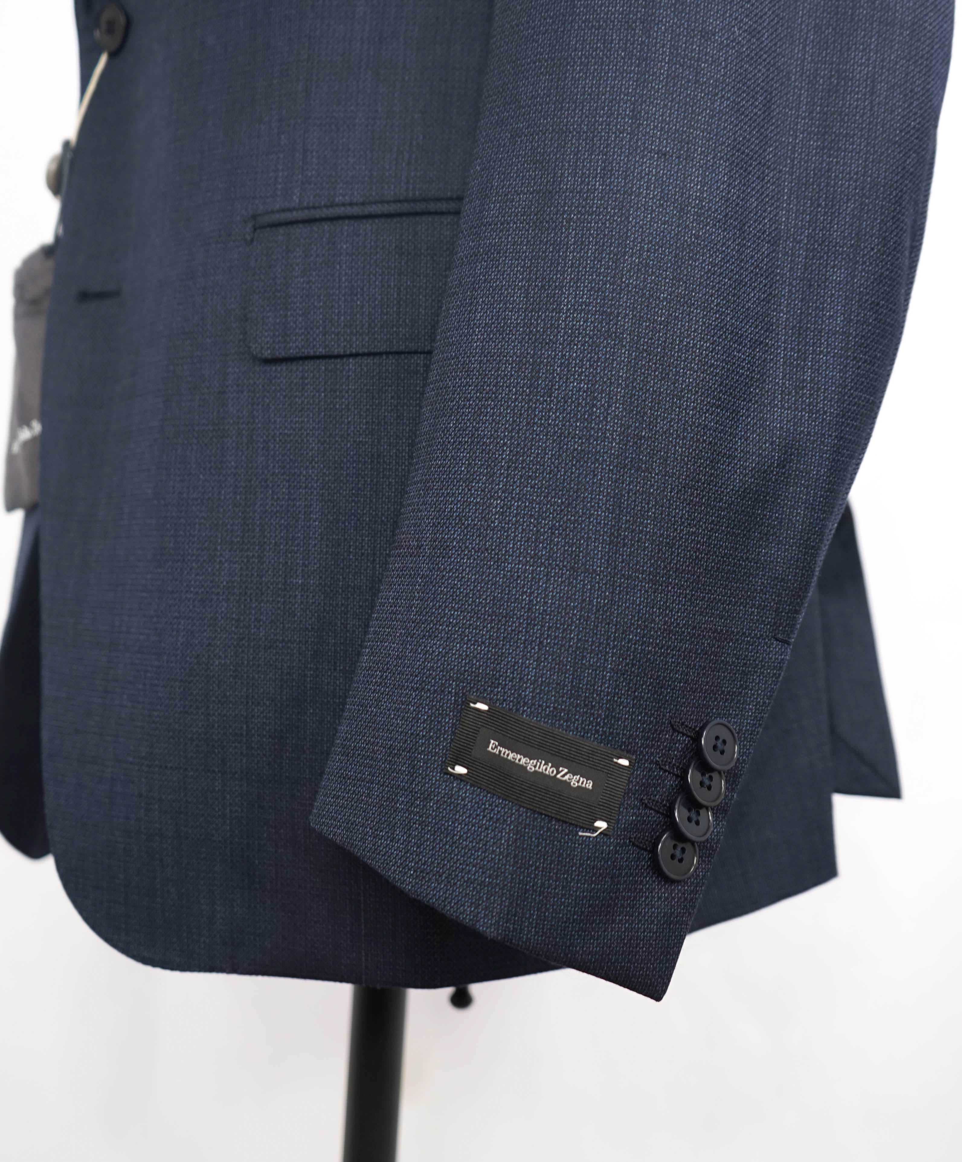 $3,700 ERMENEGILDO ZEGNA -“ACHILLFARM" SILK BLUE Birdseye Suit - 46R