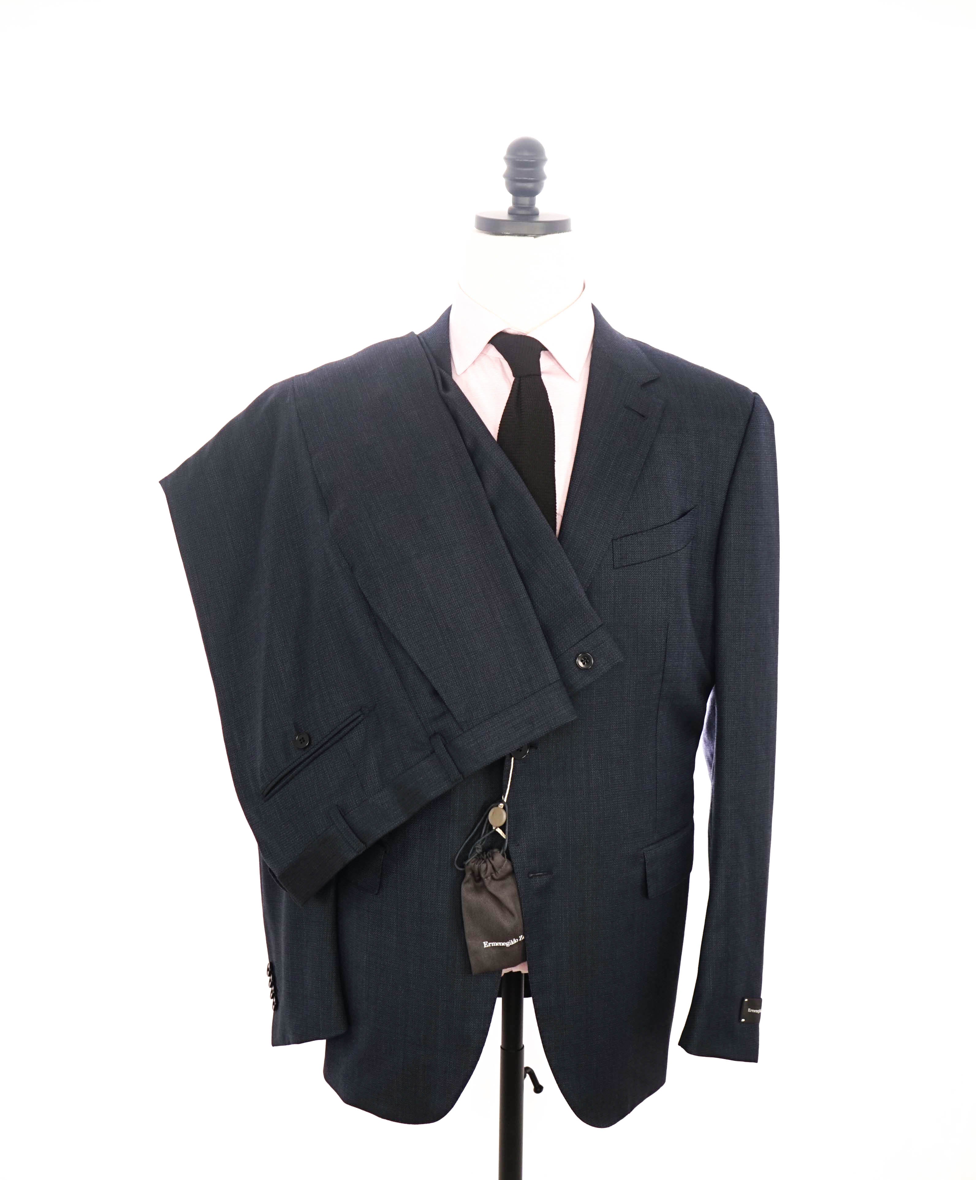 $3,700 ERMENEGILDO ZEGNA -“ACHILLFARM" SILK BLUE Birdseye Suit - 46R
