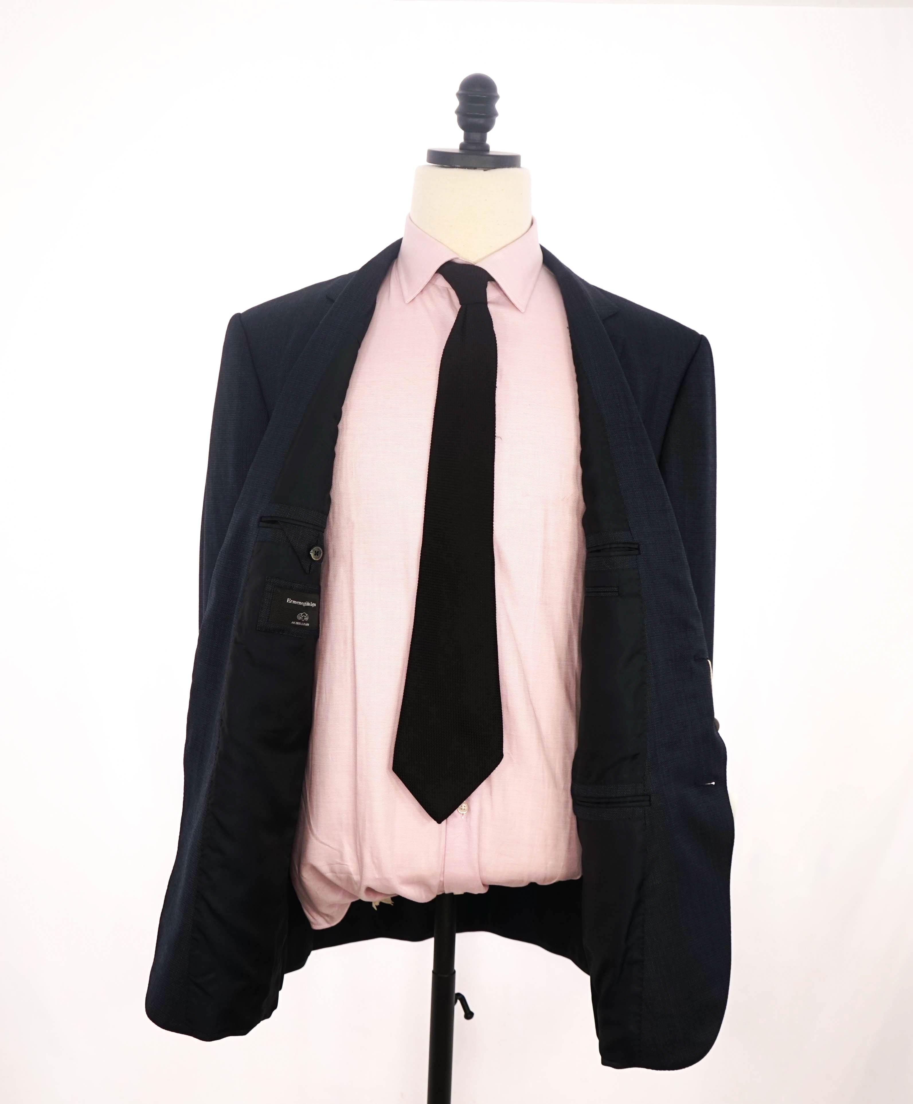 $3,700 ERMENEGILDO ZEGNA -“ACHILLFARM" SILK BLUE Birdseye Suit - 46R