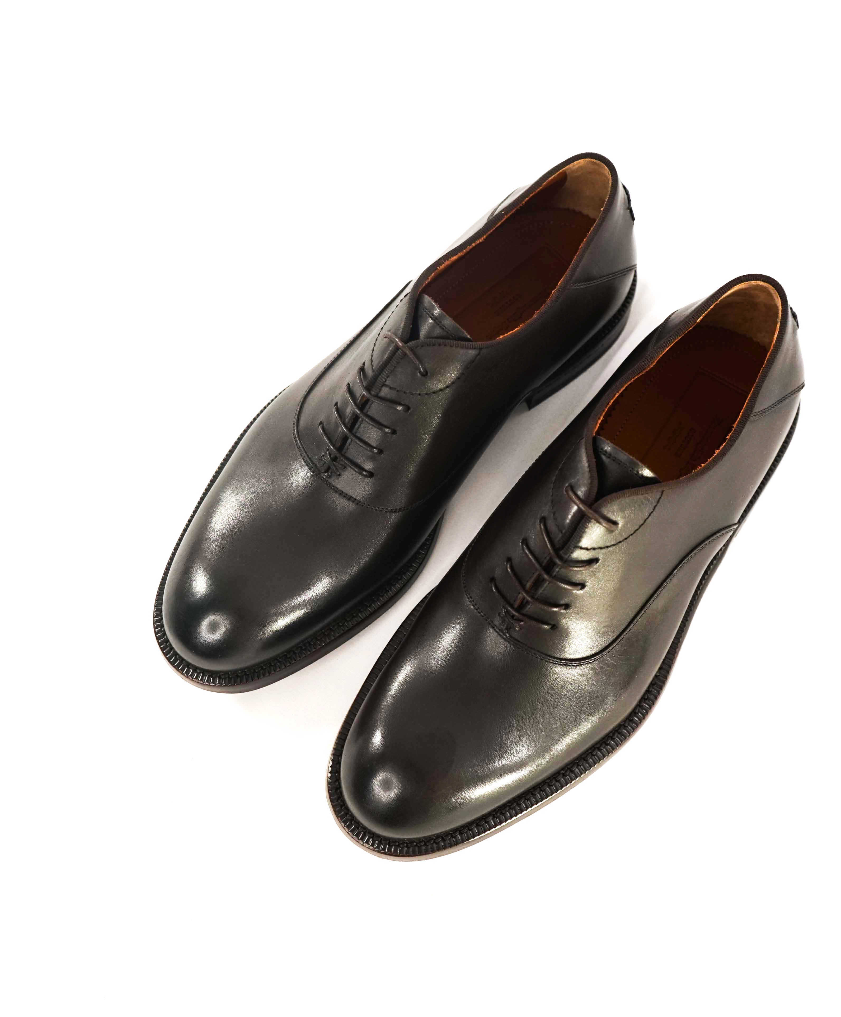 $1,290 ERMENEGILDO ZEGNA - WholeCut Brown Leather "X Logo Back" Oxfords - 7 US