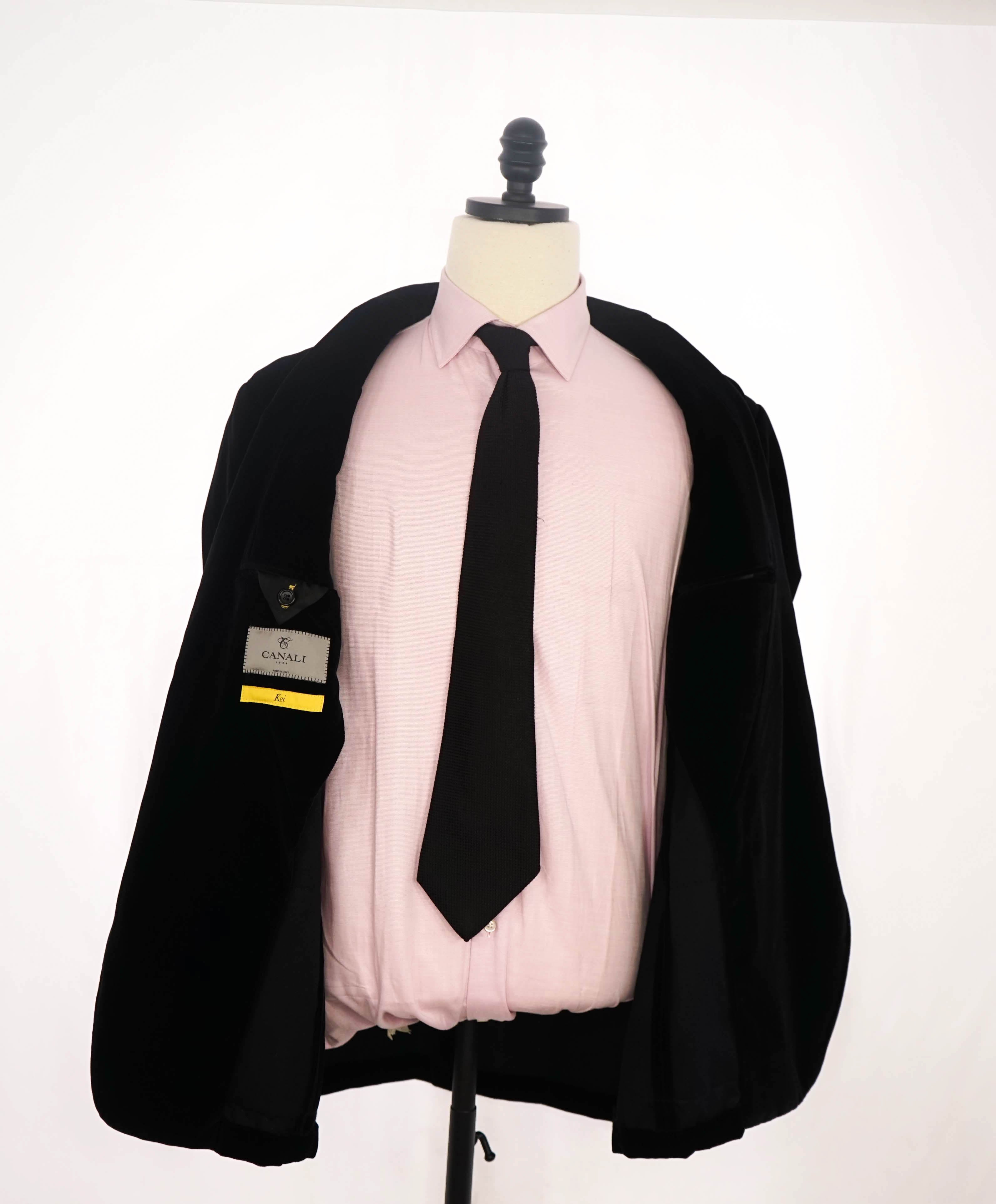 CANALI - Velvet "KEI" Slim Black Dinner/Smoking Jacket - 48R