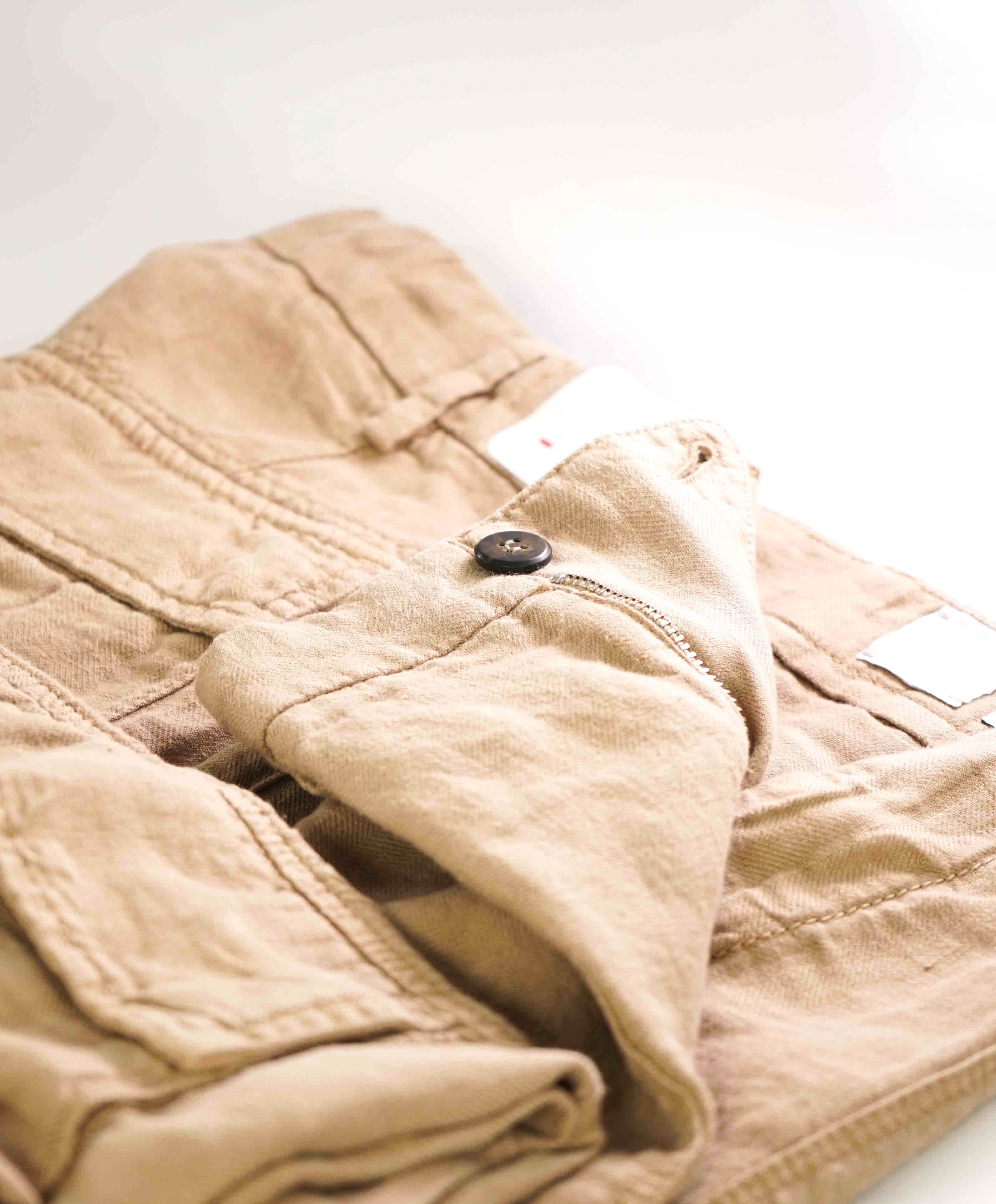 $695 ELEVENTY - PURE LINEN Weathered Camel Cargo Pants- 33W