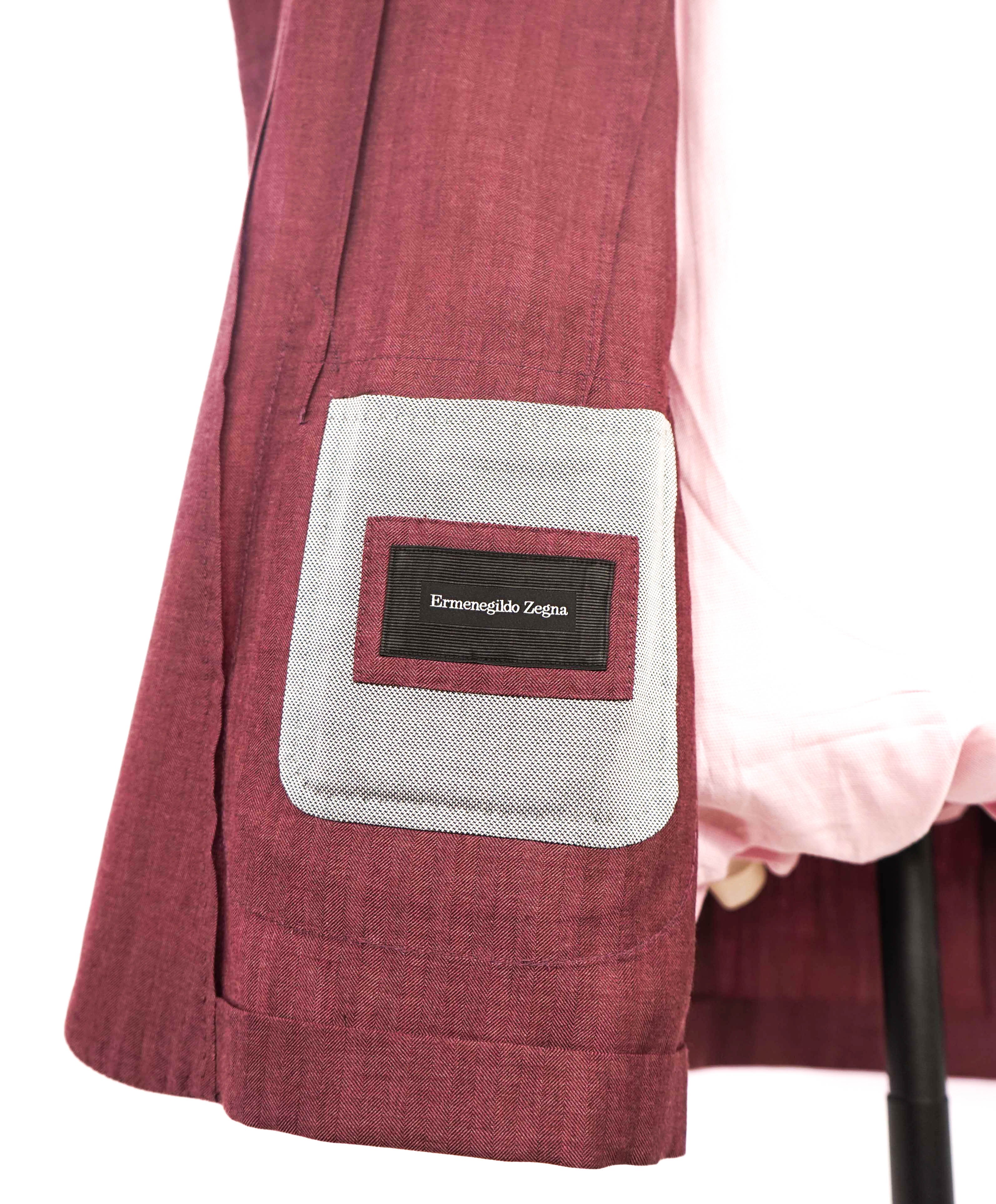$3,490 ERMENEGILDO ZEGNA - PINK "CAHSMERE" Herringbone Blazer - 42R