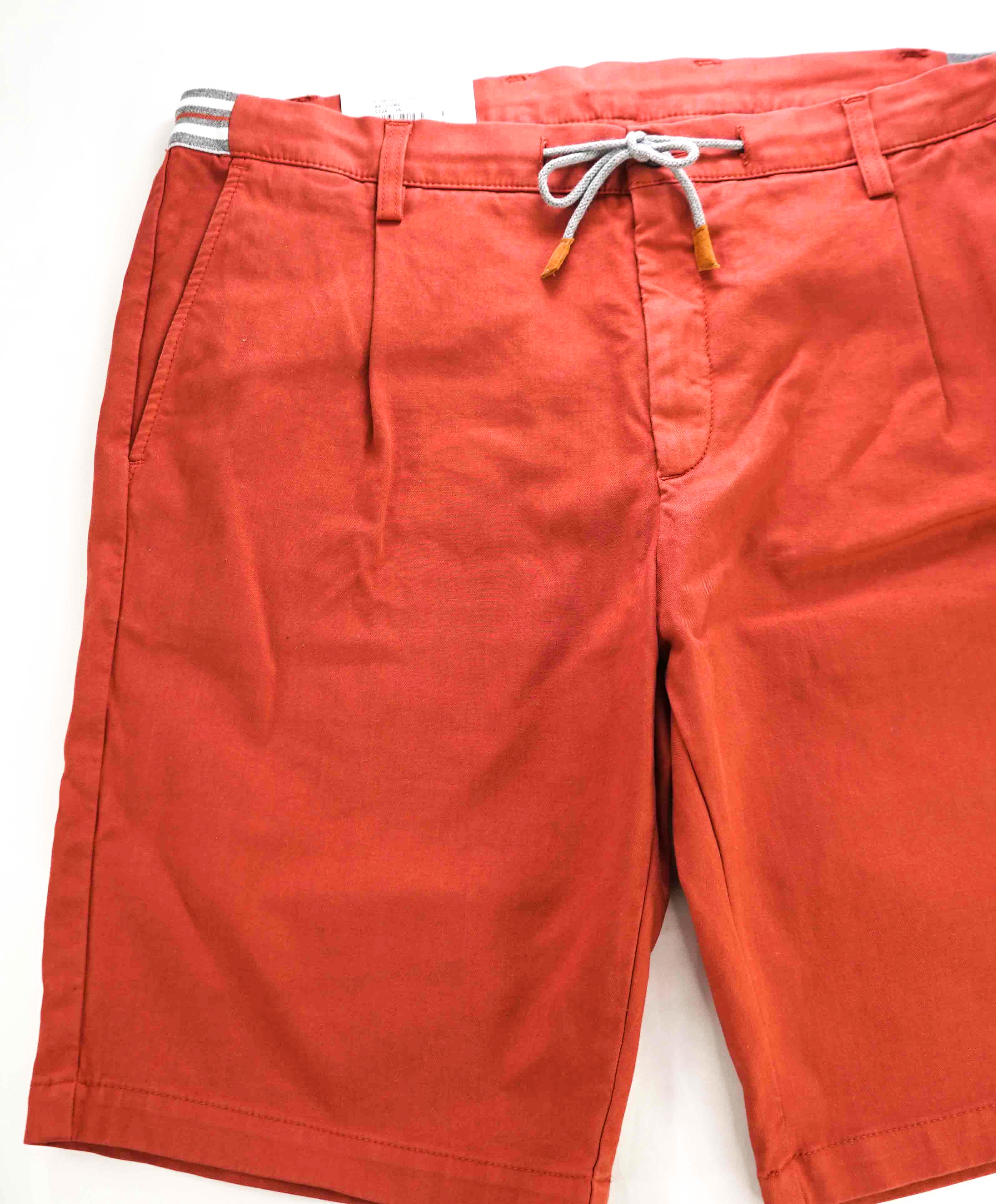 $295 ELEVENTY - COTTON BERMUDA Ochre Red Straight Chino Shorts Pants - 36W