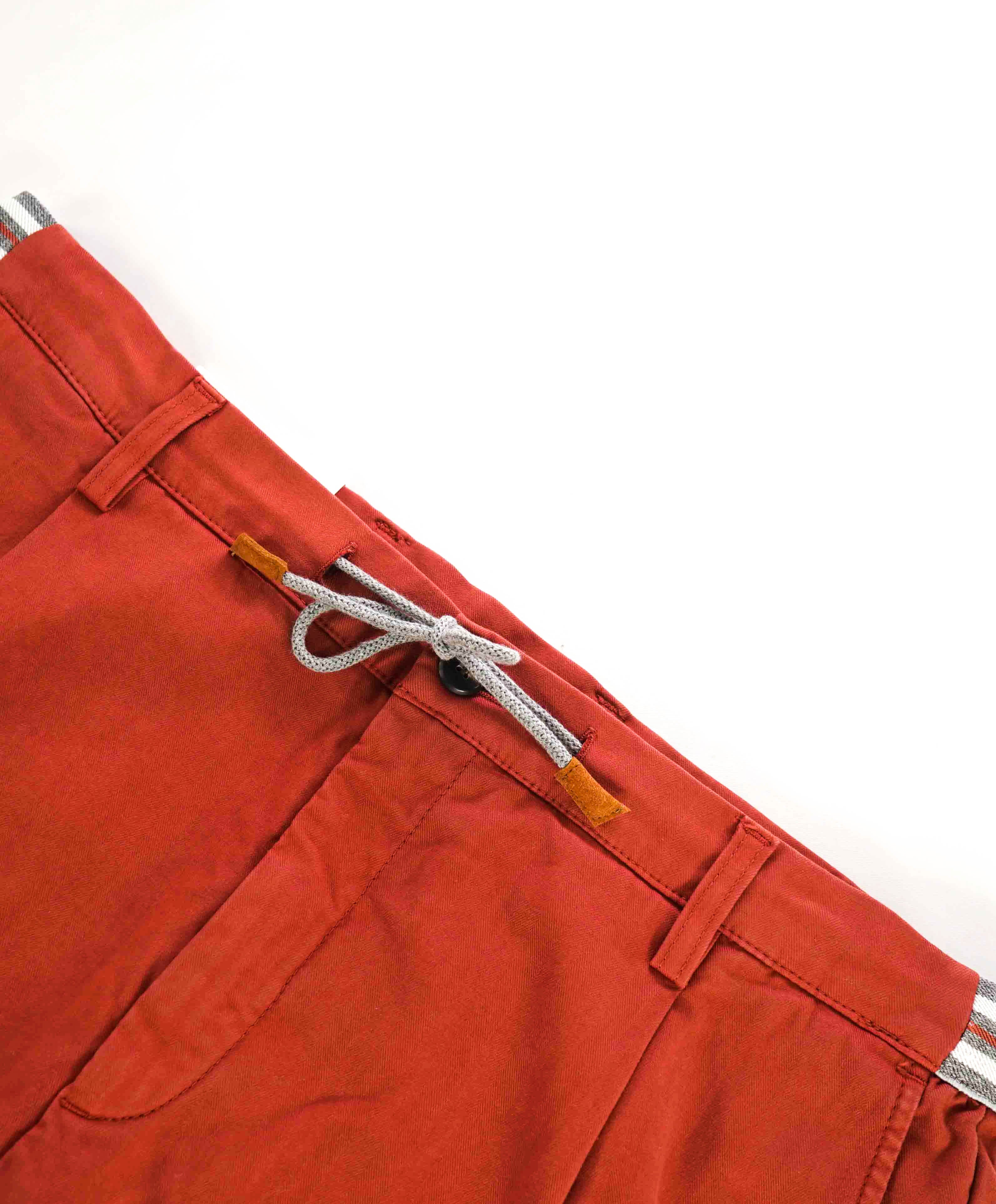 $295 ELEVENTY - COTTON BERMUDA Ochre Red Straight Chino Shorts Pants - 36W
