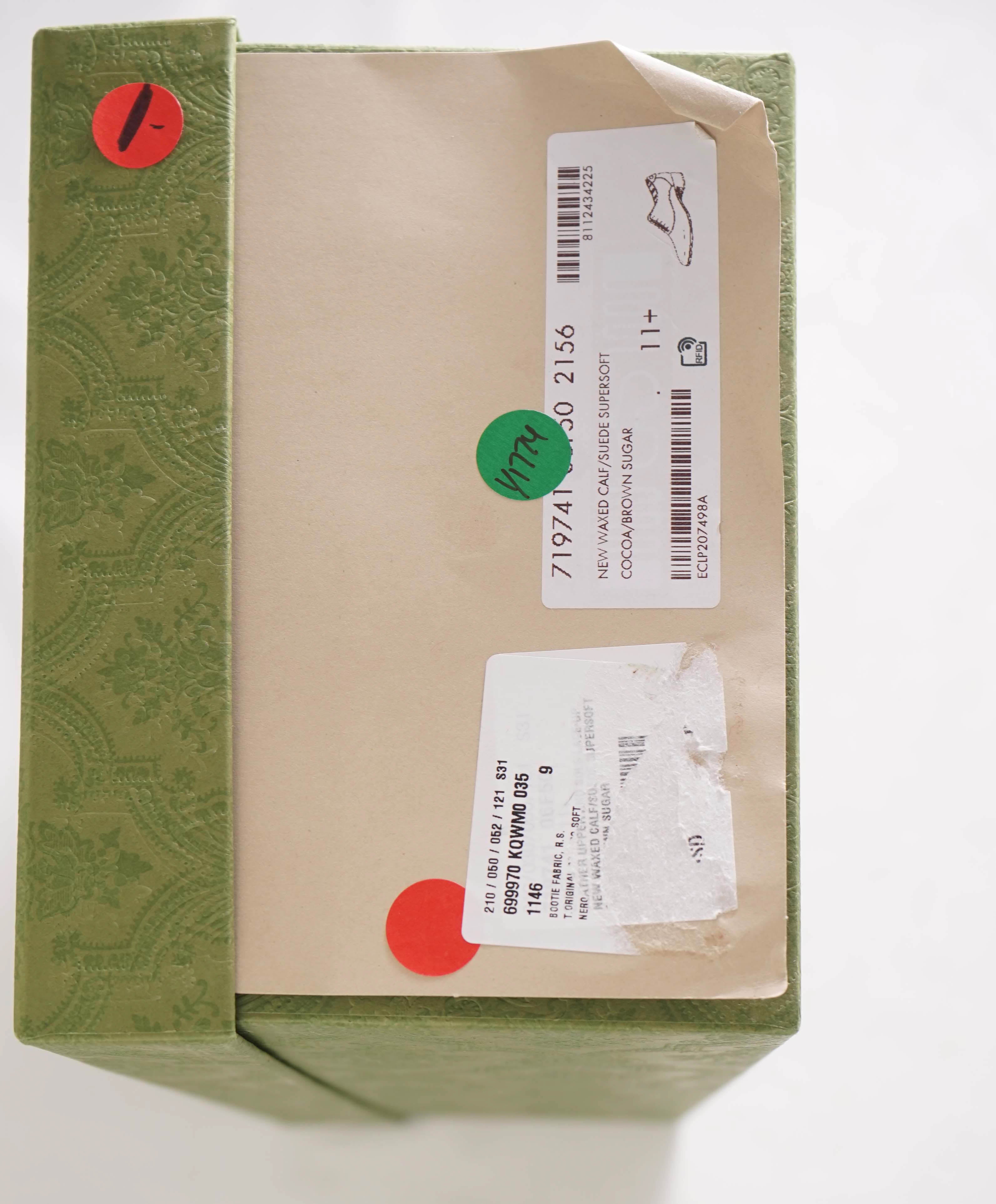 $920 GUCCI - "ADEL" Brown Mixed Leather Suede Logo Heel Oxford - 12US (11.5G)