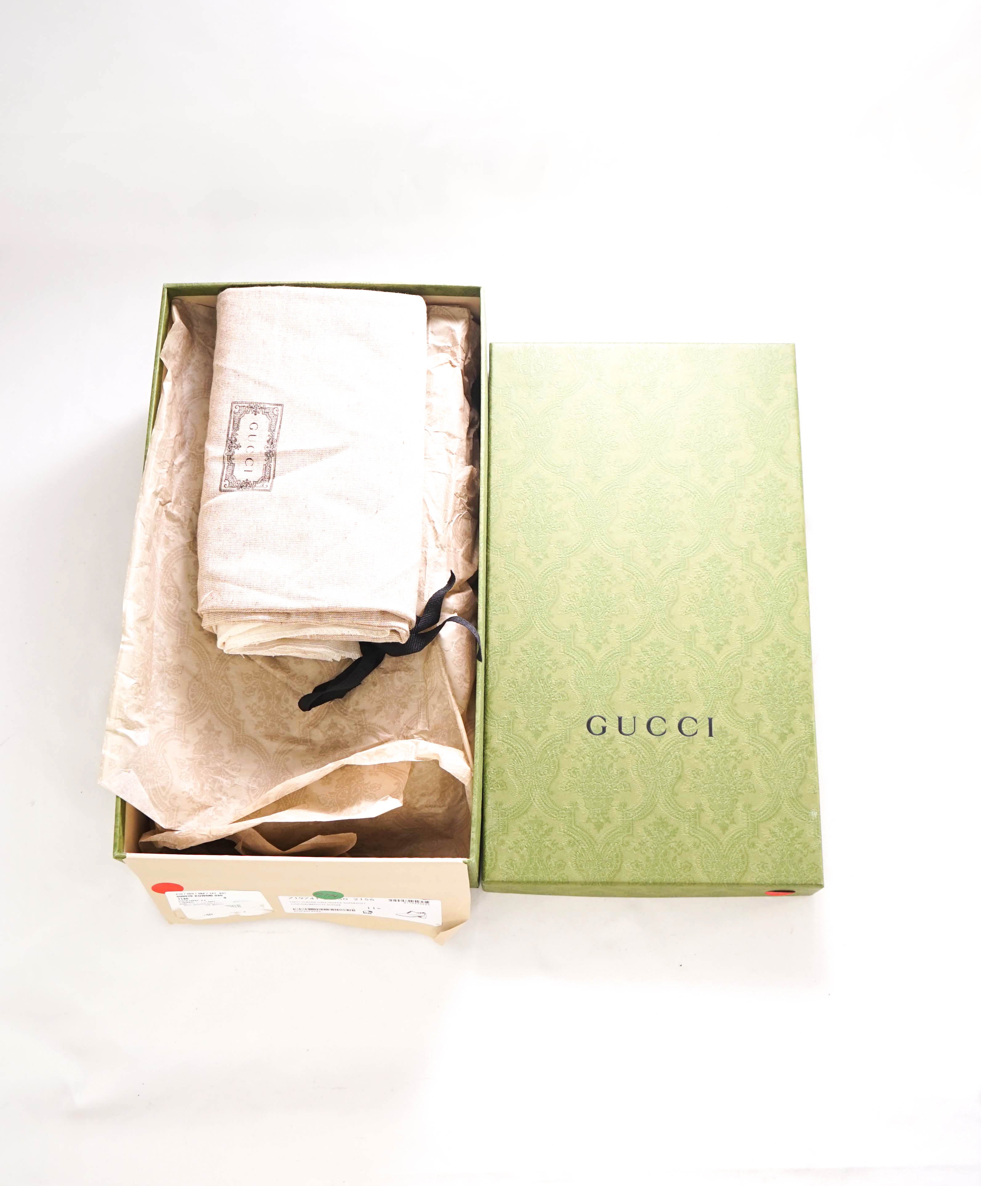 $920 GUCCI - "ADEL" Brown Mixed Leather Suede Logo Heel Oxford - 12US (11.5G)