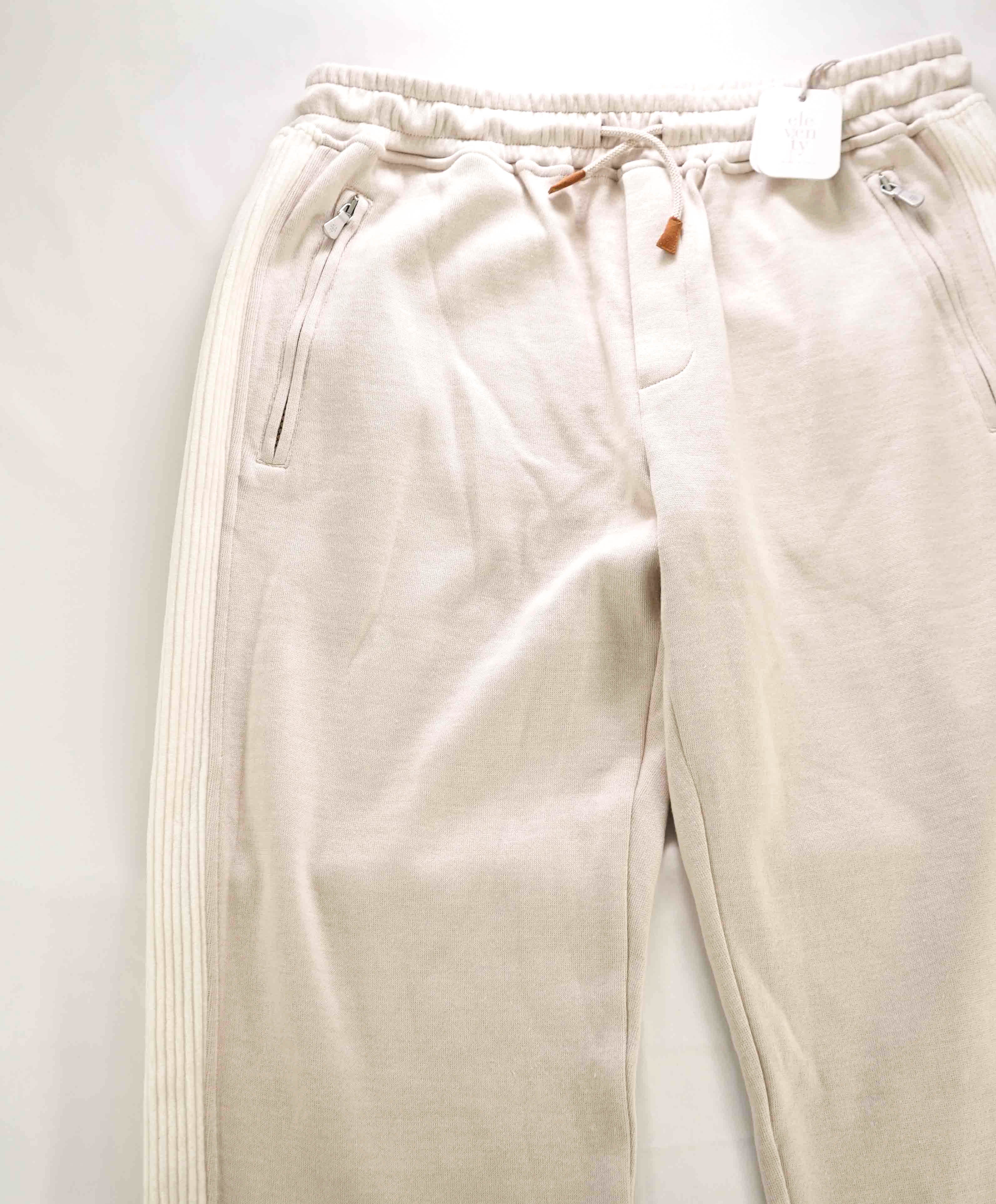 $795 ELEVENTY - Athleisure Cotton Neutral CORDUROY Sweatpants Suede Tabs - M