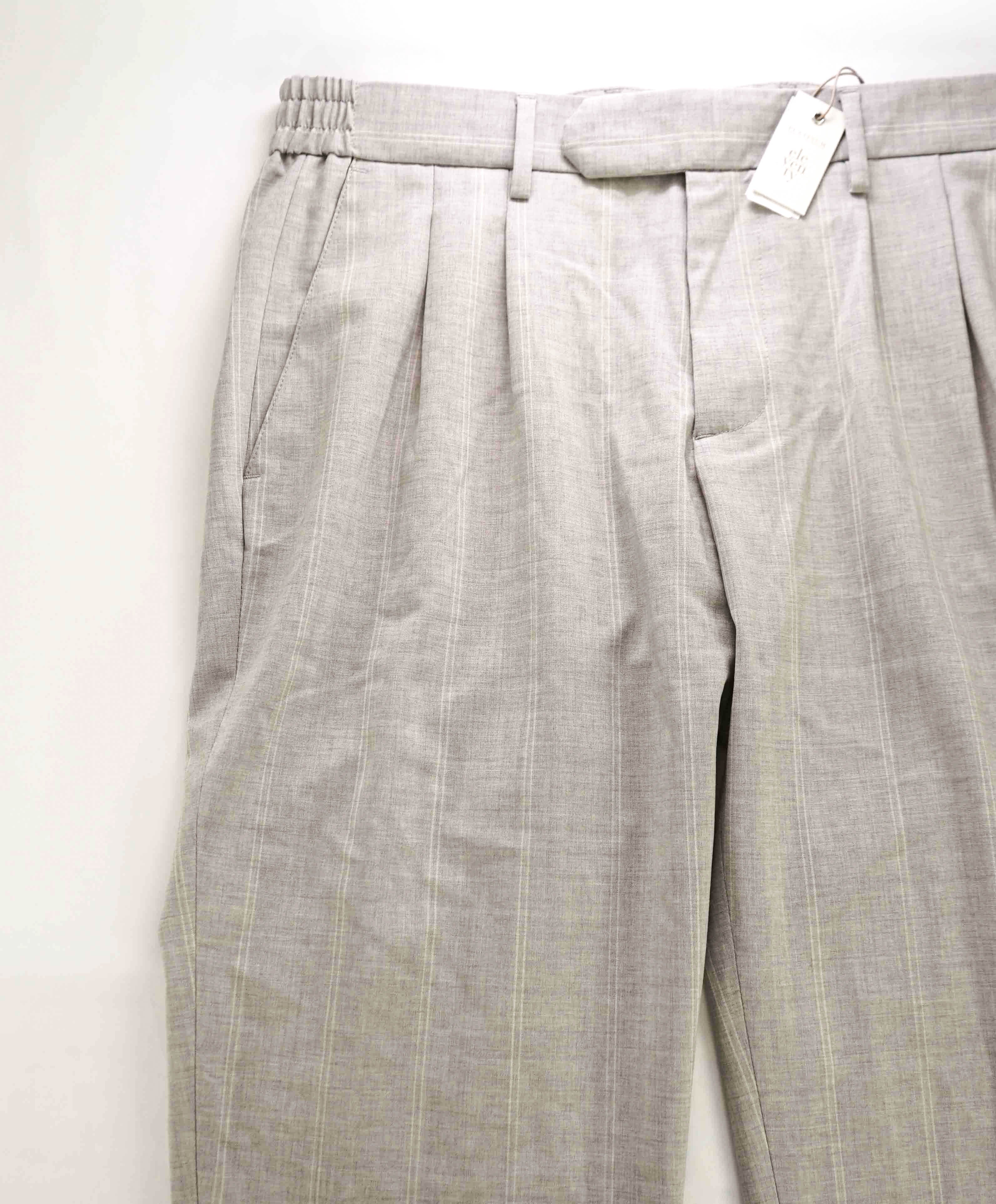 $795 ELEVENTY - Wool/Elastane Chalk Stripe Cuffed Dress Pants- 34W