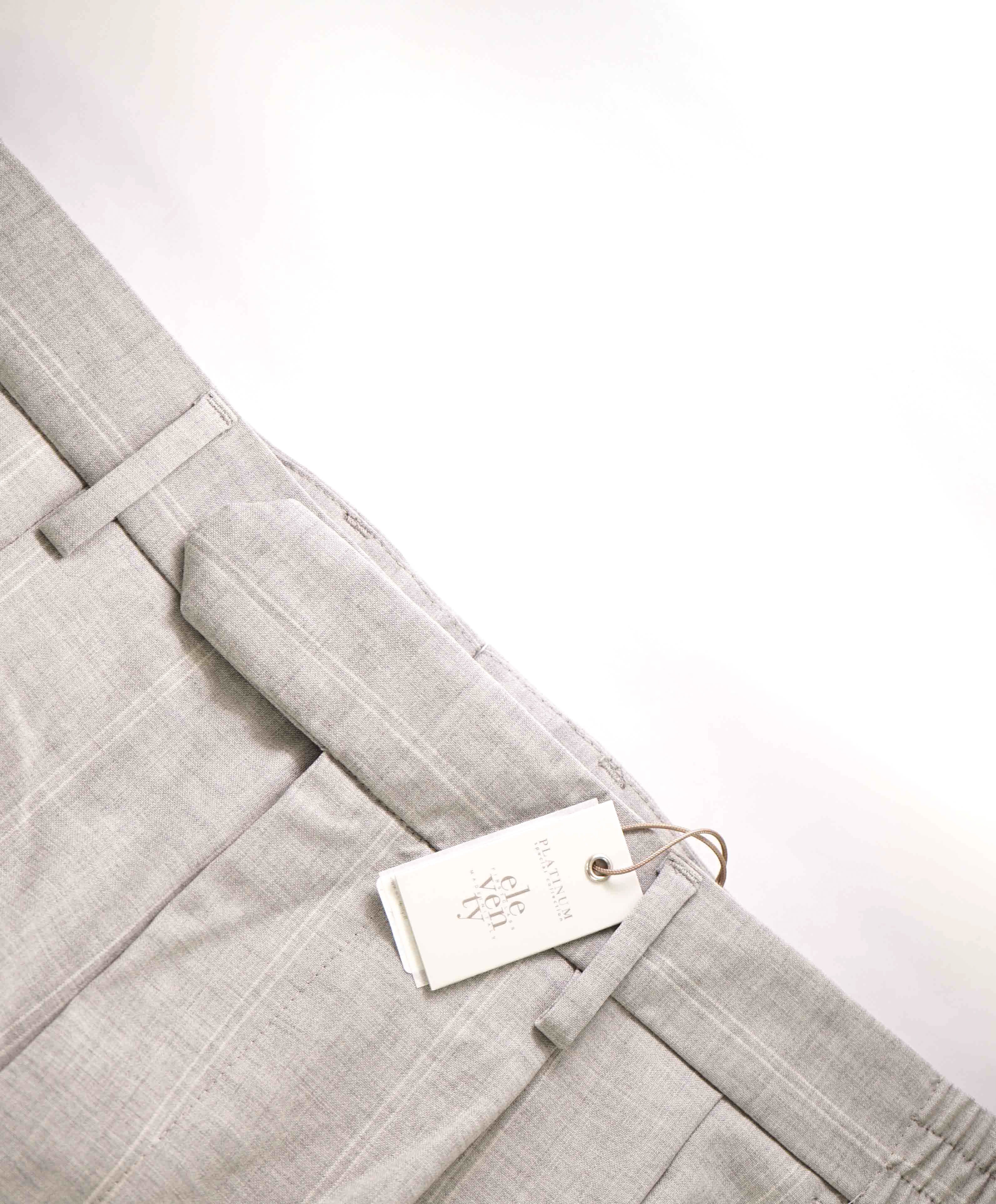$795 ELEVENTY - Wool/Elastane Chalk Stripe Cuffed Dress Pants- 34W