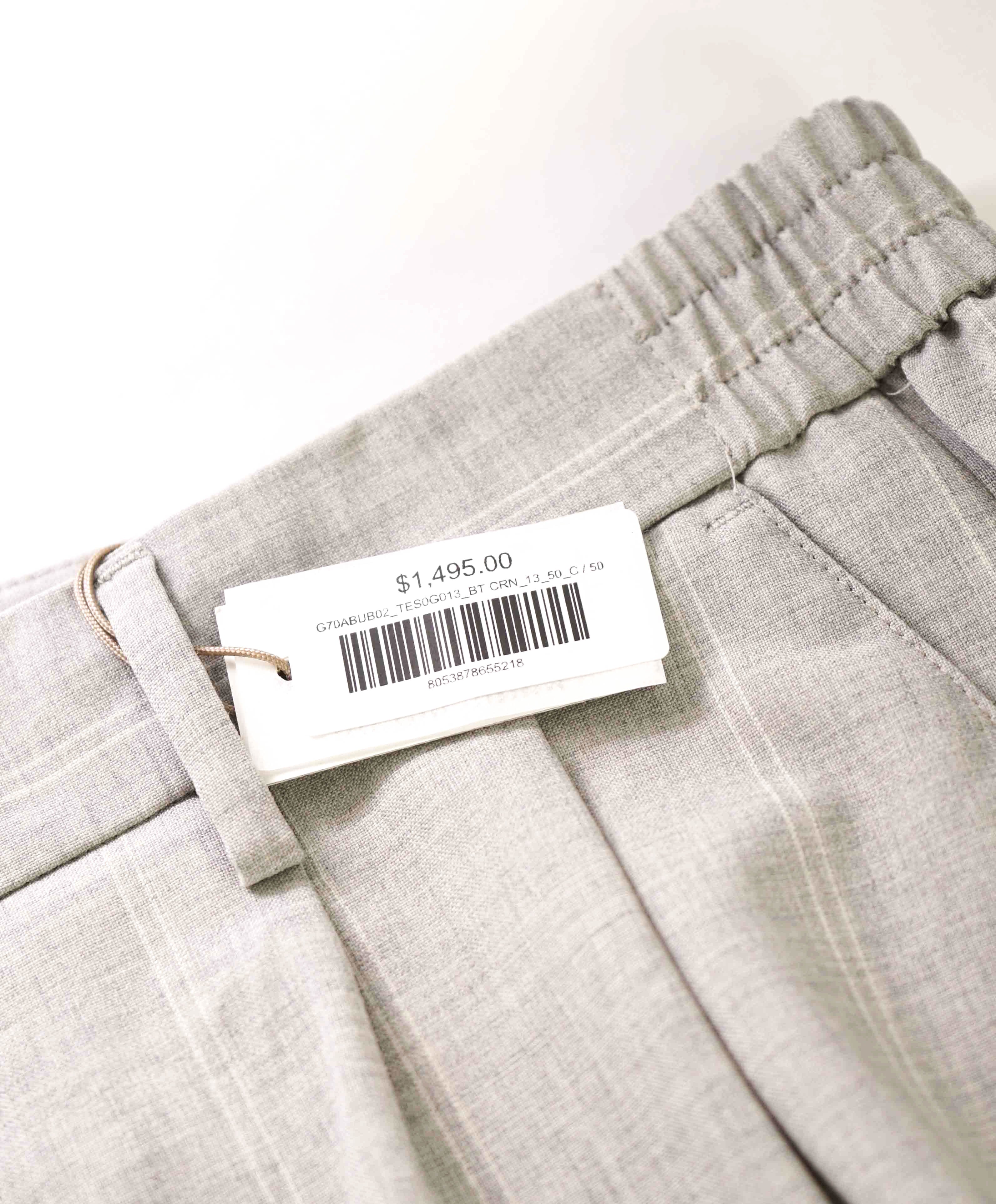 $795 ELEVENTY - Wool/Elastane Chalk Stripe Cuffed Dress Pants- 34W