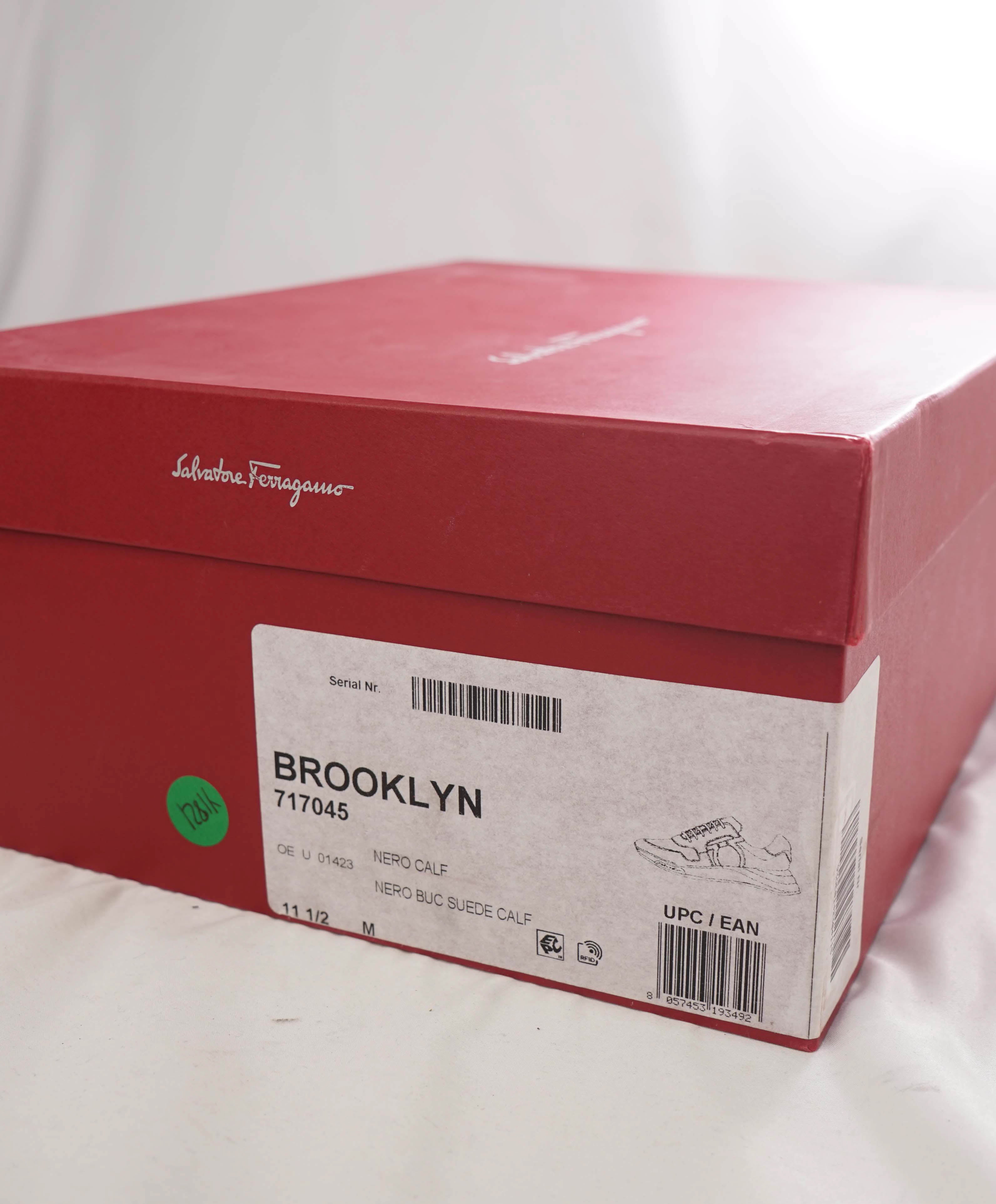 SALVATORE FERRAGAMO - BROOKLYN *GANCINI* Black Sneaker - 11.5 US