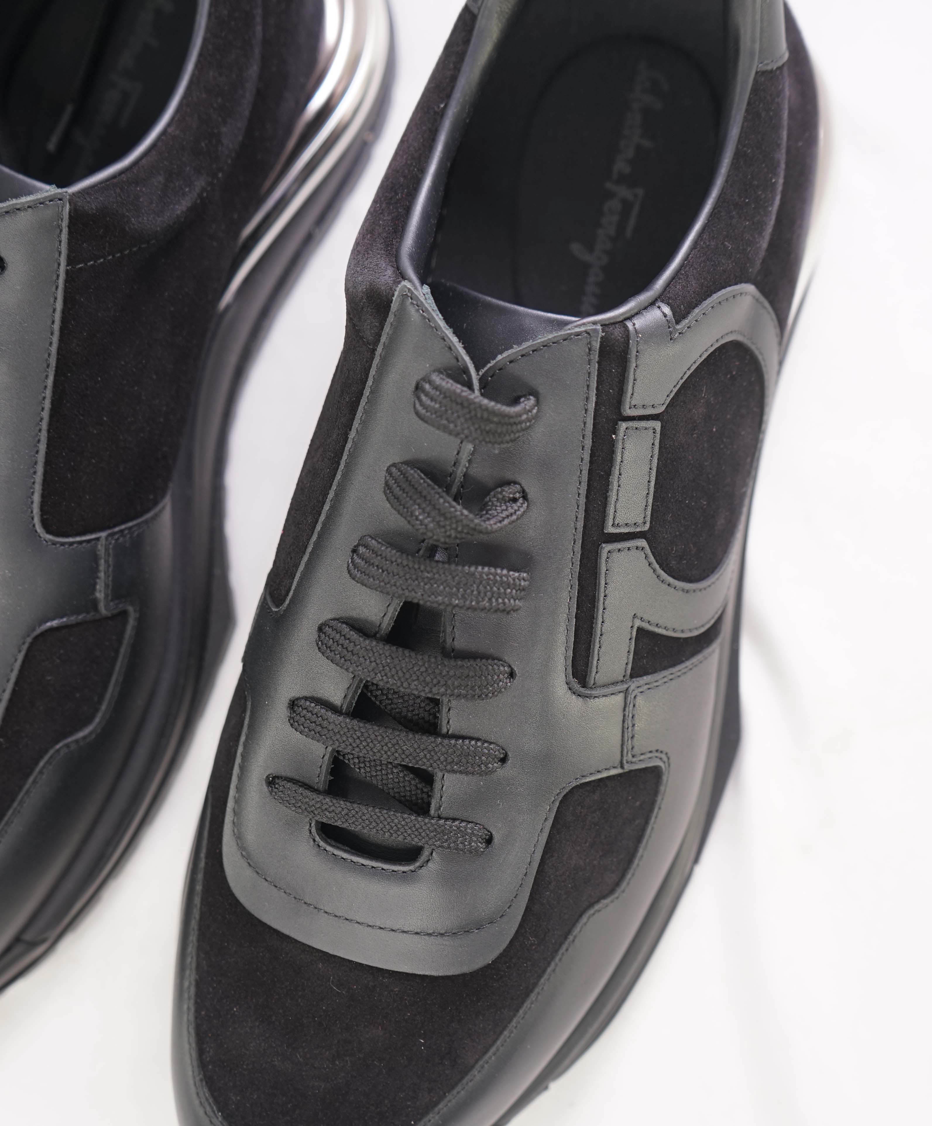 SALVATORE FERRAGAMO - BROOKLYN *GANCINI* Black Sneaker - 11.5 US