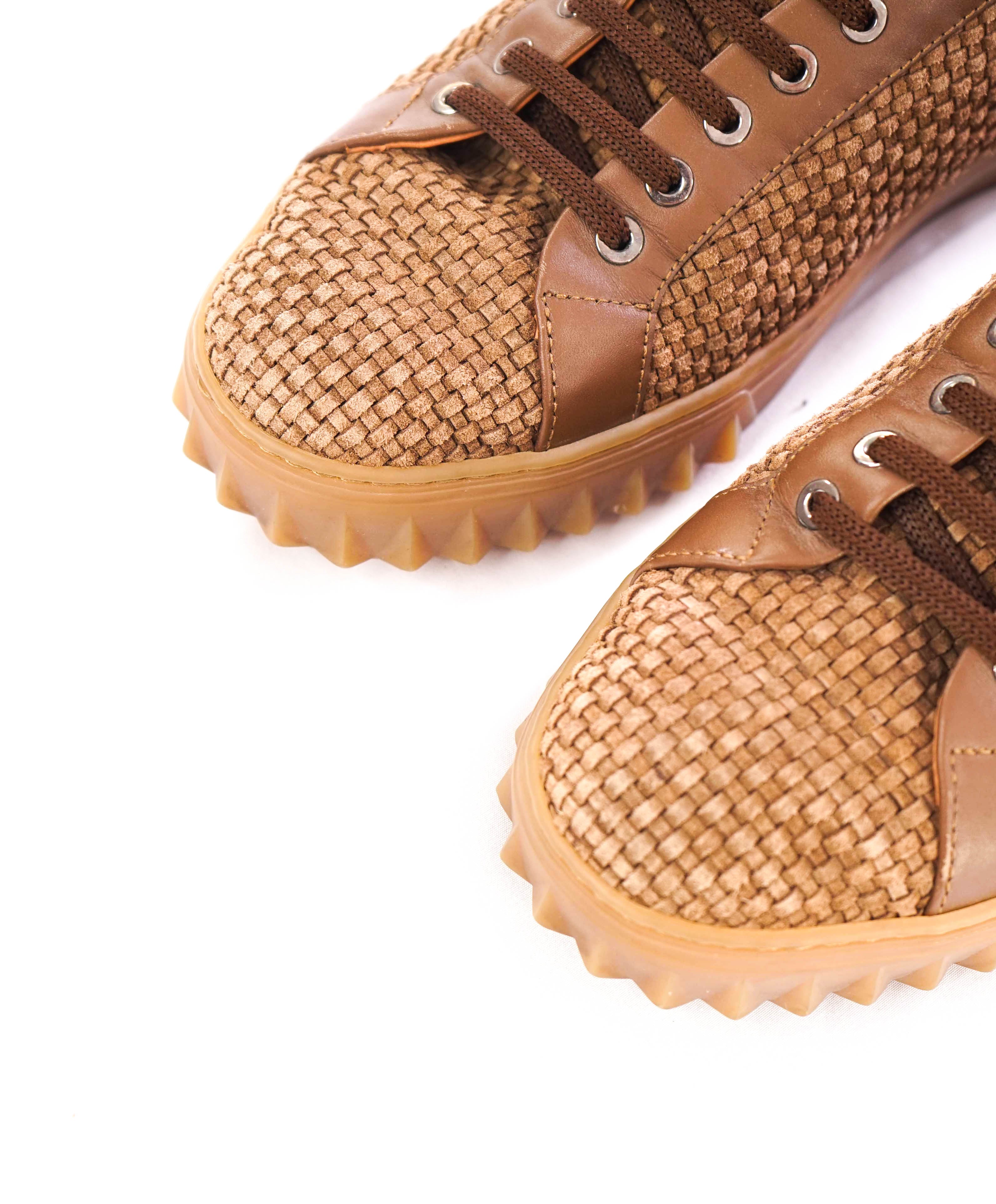 $750 SALVATORE FERRAGAMO - *Rhinoceros* Brown Woven Suede Sneaker - 9.5 M US