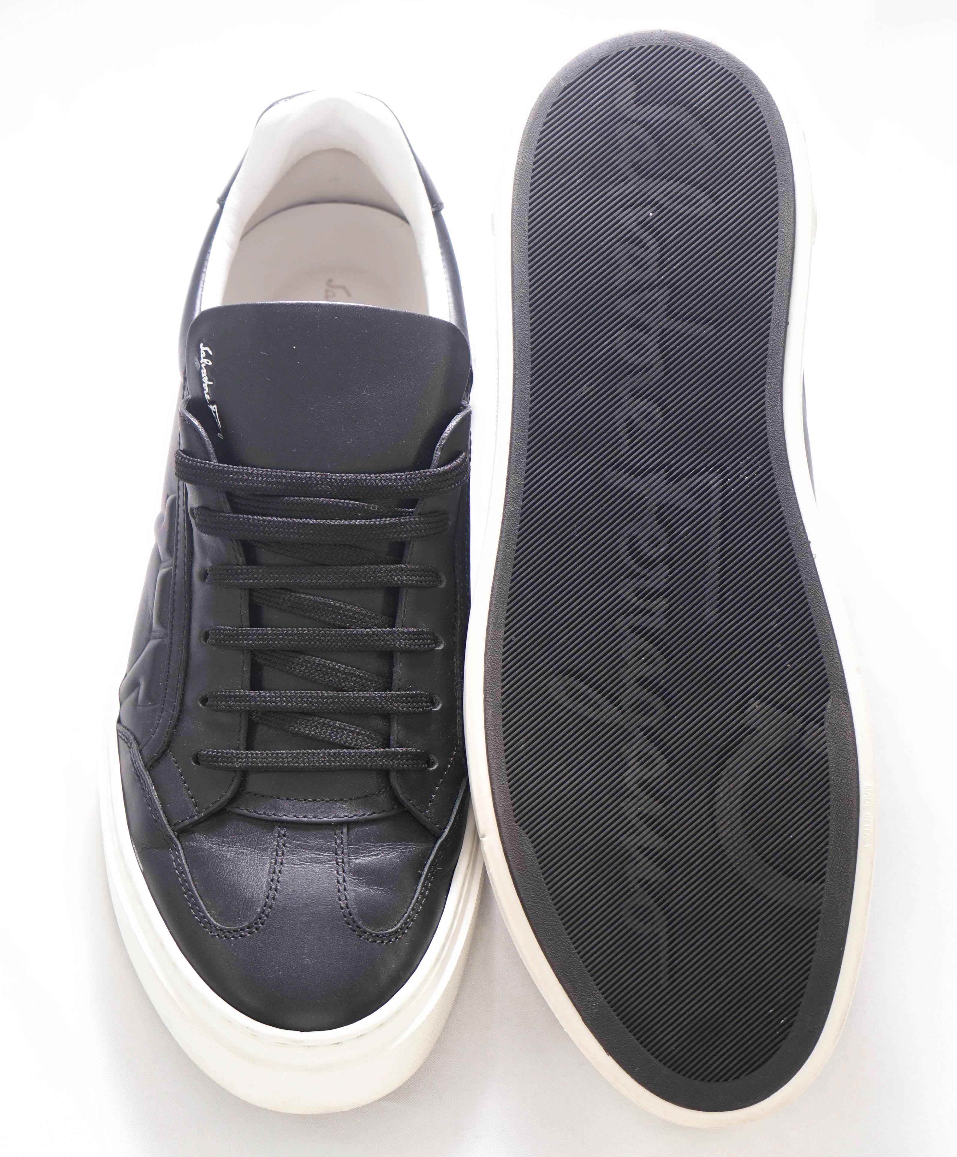 $750 SALVATORE FERRAGAMO - *GANCINI* Black Sneaker - 9 US