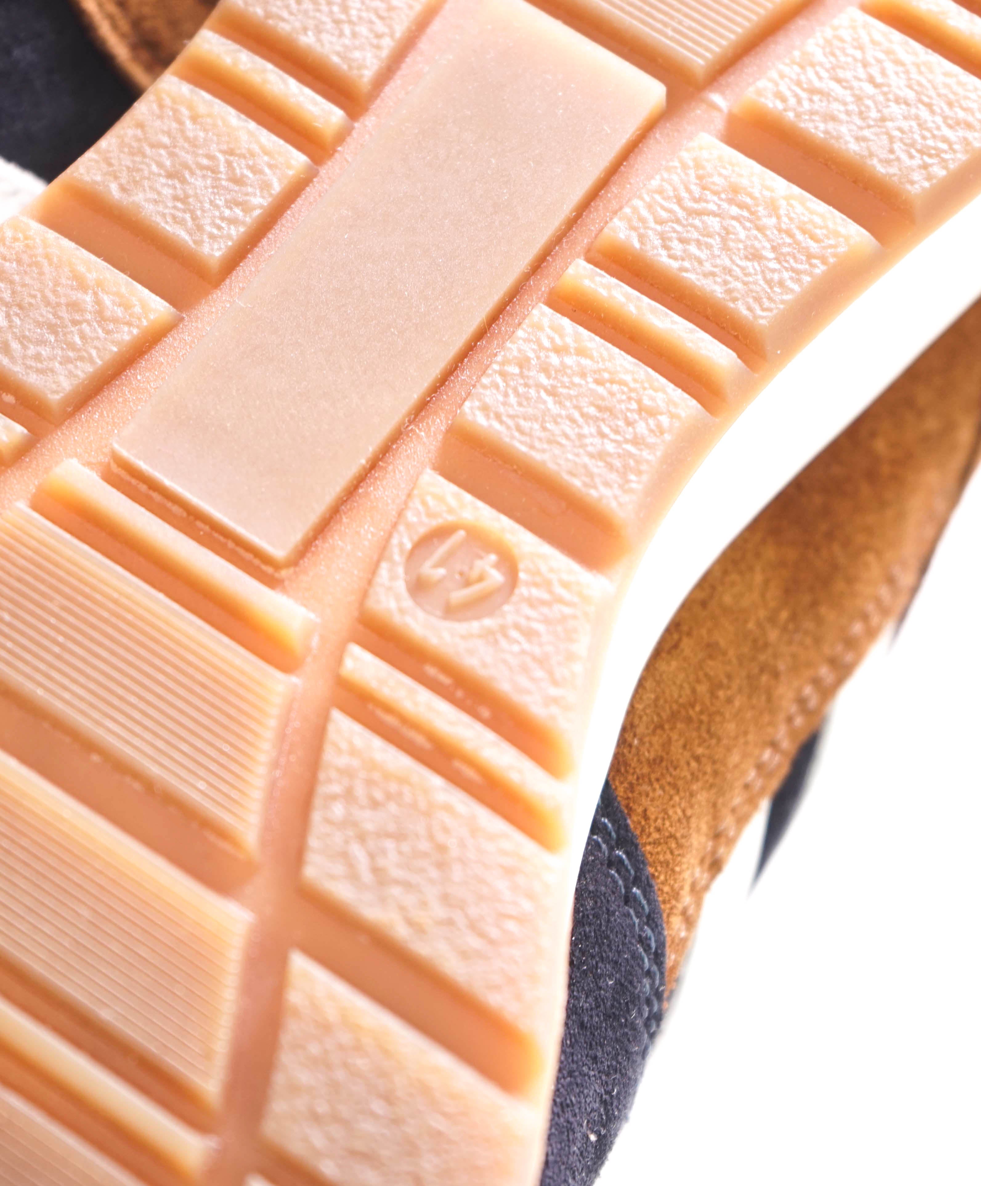 $495 ELEVENTY - Blue Suede & Brown Stripe Sneaker - 8 US (41 EU)