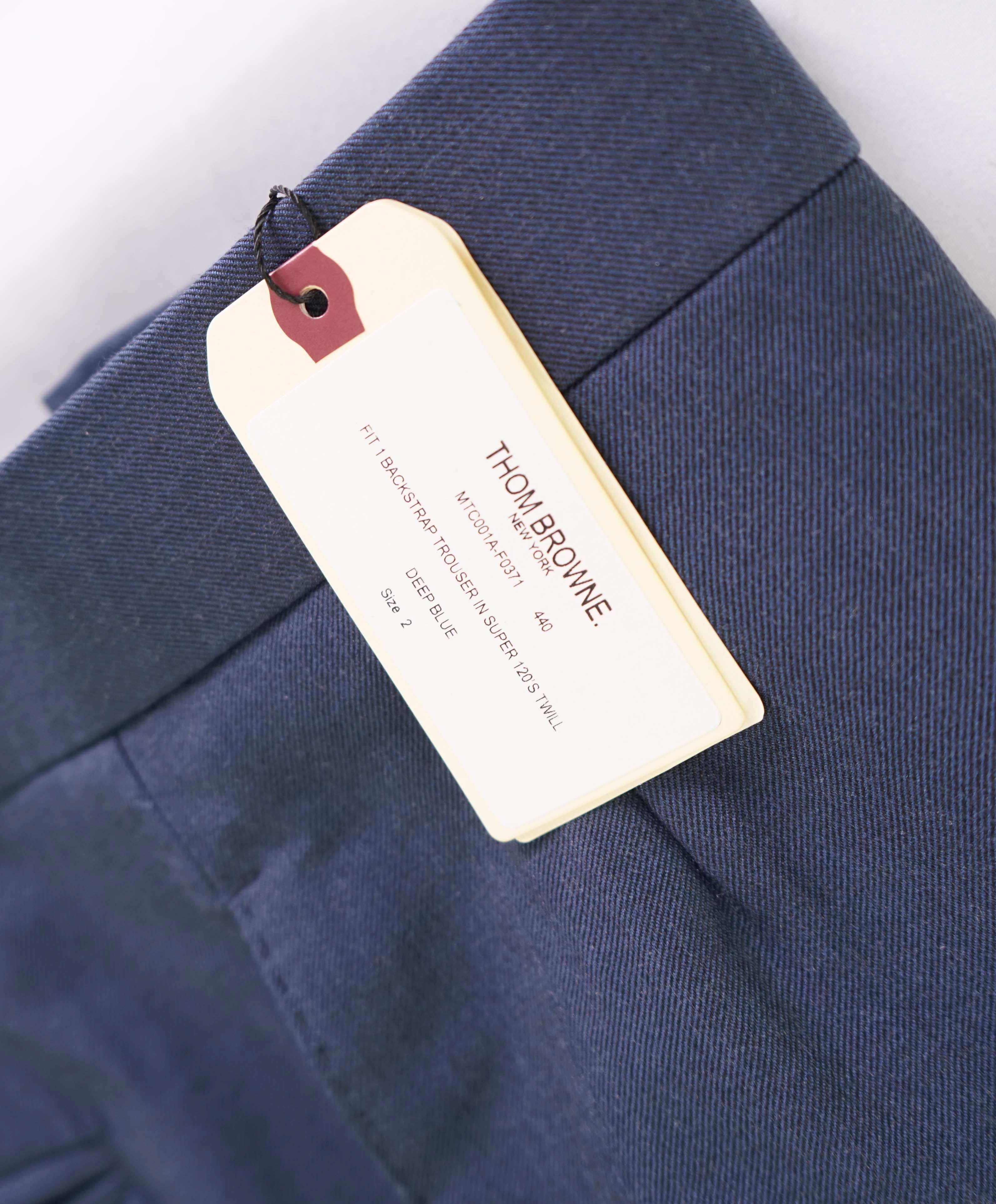 $3,200 THOM BROWNE - 120's Blue Twill Dress Pants Side Tab Pants- (SZ 2) 32W