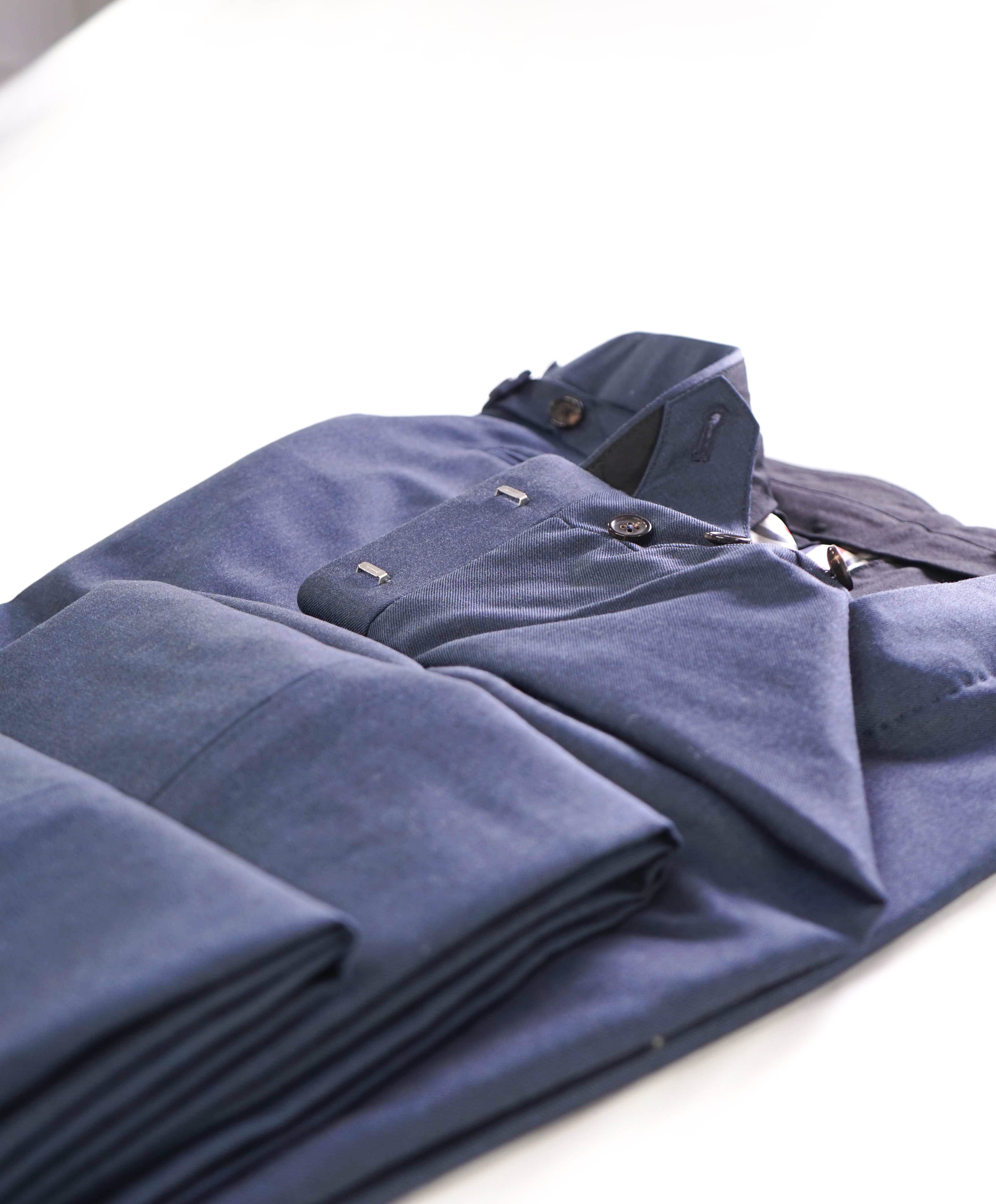 $3,200 THOM BROWNE - 120's Blue Twill Dress Pants Side Tab Pants- (SZ 2) 32W