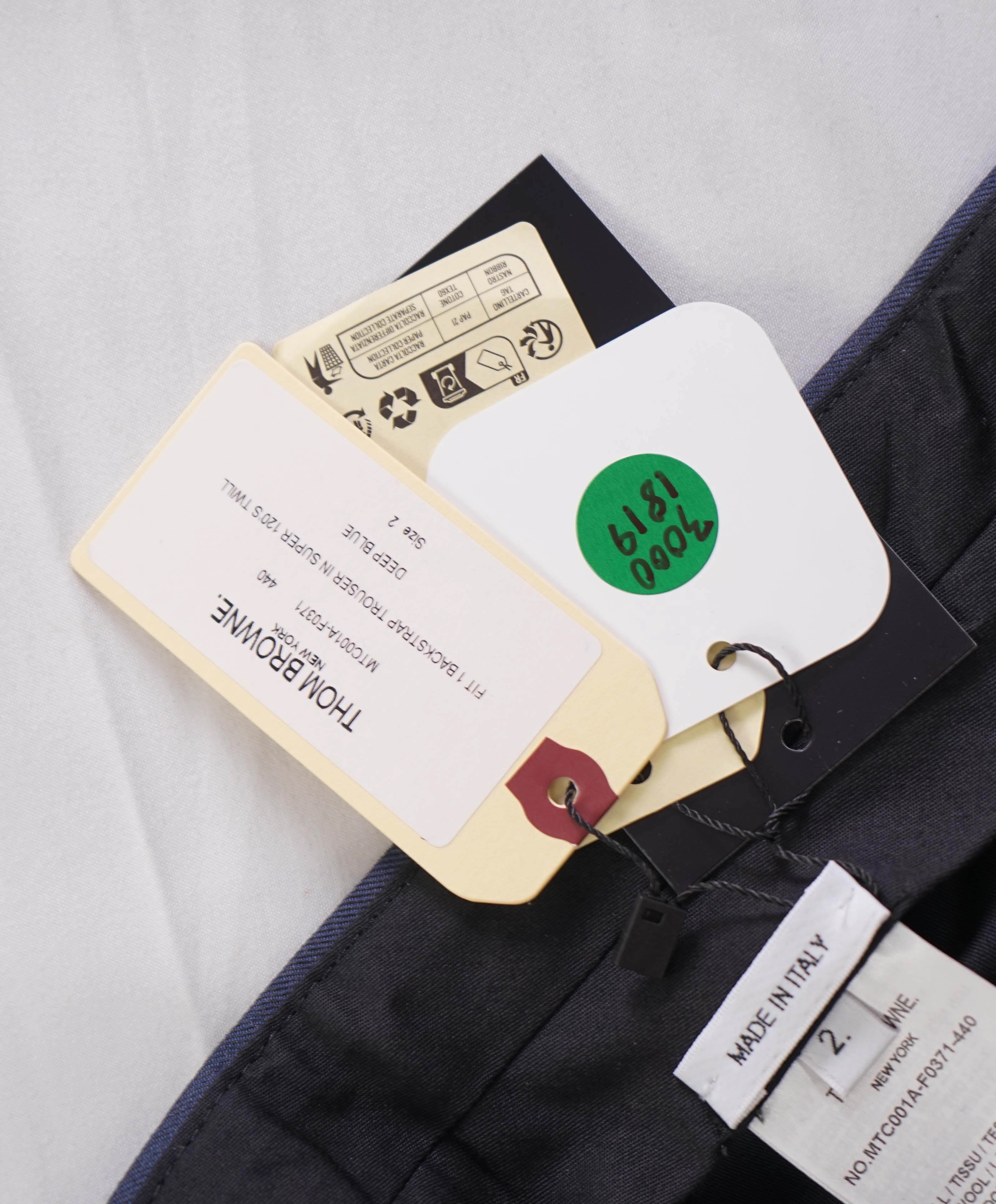 $3,200 THOM BROWNE - 120's Blue Twill Dress Pants Side Tab Pants- (SZ 2) 32W