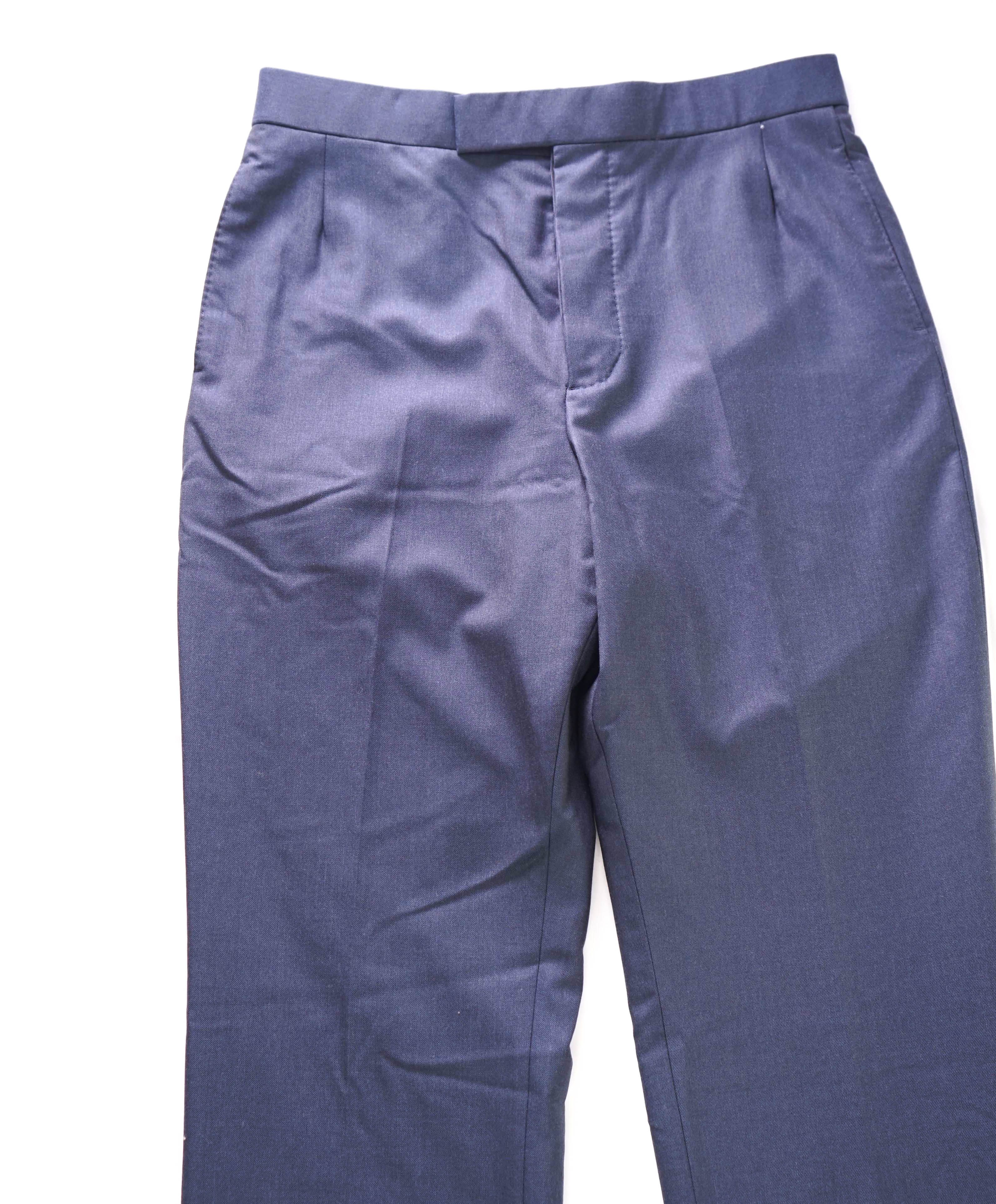 $3,200 THOM BROWNE - 120's Blue Twill Dress Pants Side Tab Pants- (SZ 2) 32W
