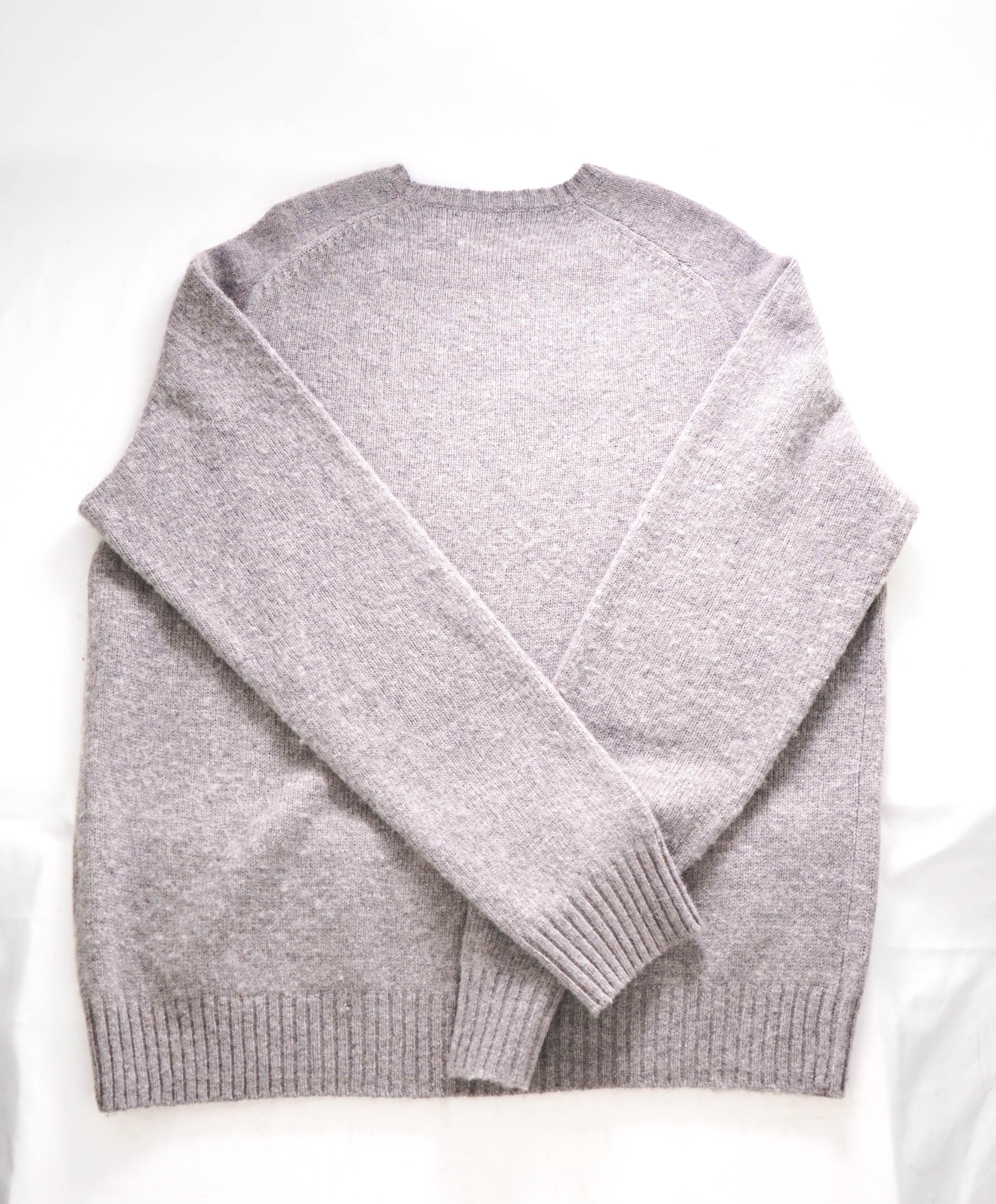 $348 POLO RALPH LAUREN - Gray Crewneck Premium Wool Suede Patch Sweater - XL