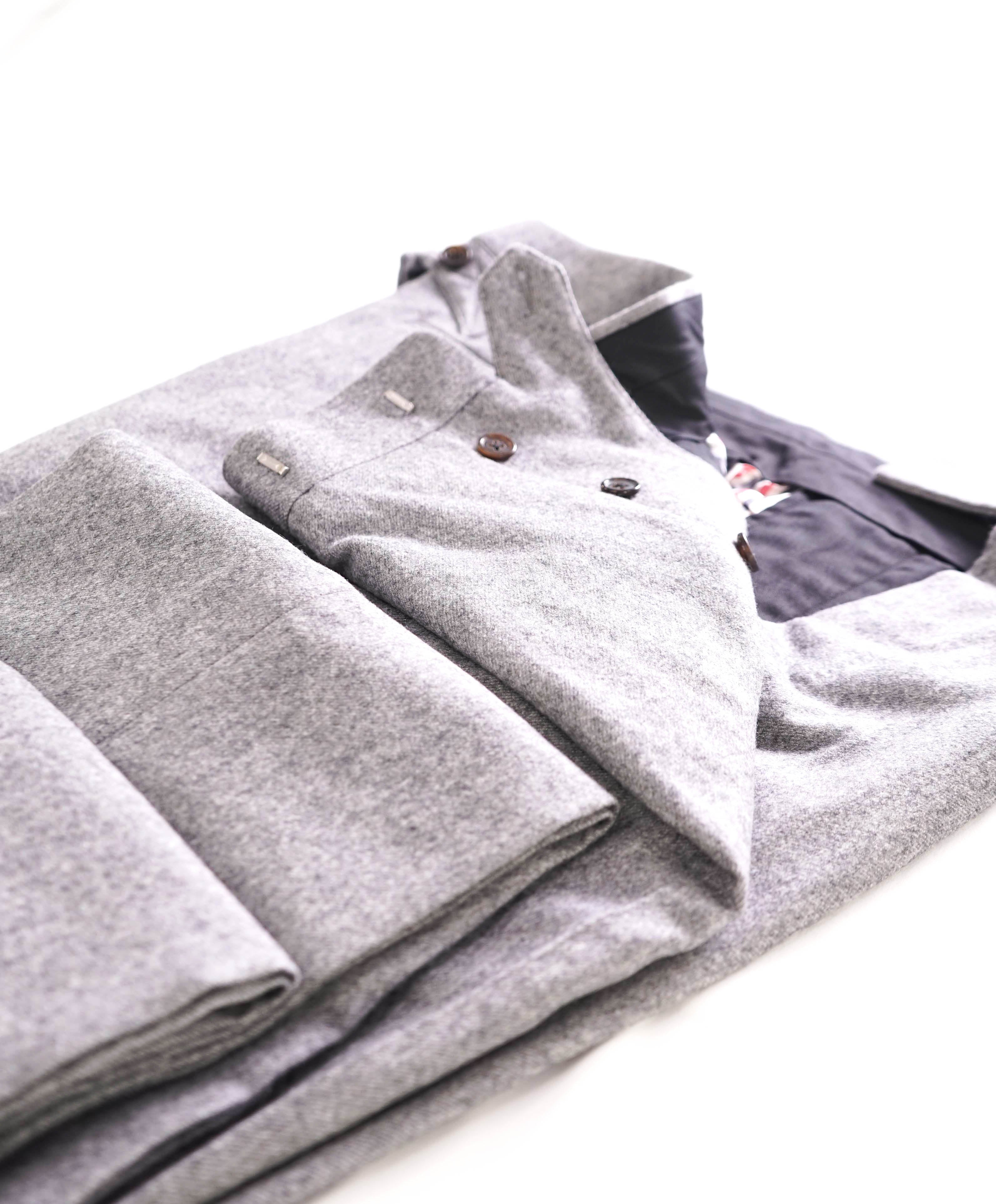 $3,200 THOM BROWNE - Gray CASHMERE Flannel Dress Pants Side Tab Pants- (SZ 3) 35W