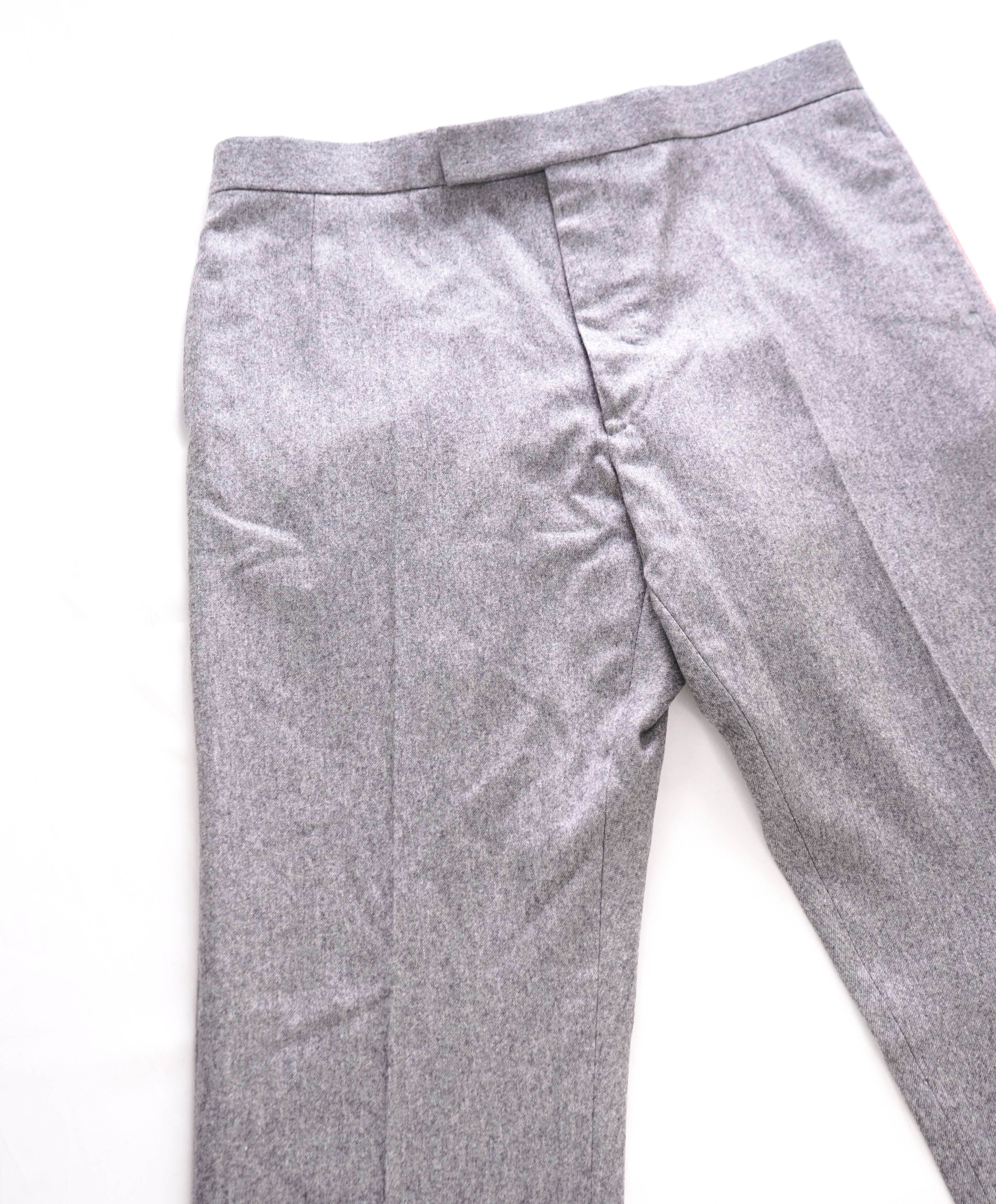$3,200 THOM BROWNE - Gray CASHMERE Flannel Dress Pants Side Tab Pants- (SZ 3) 35W