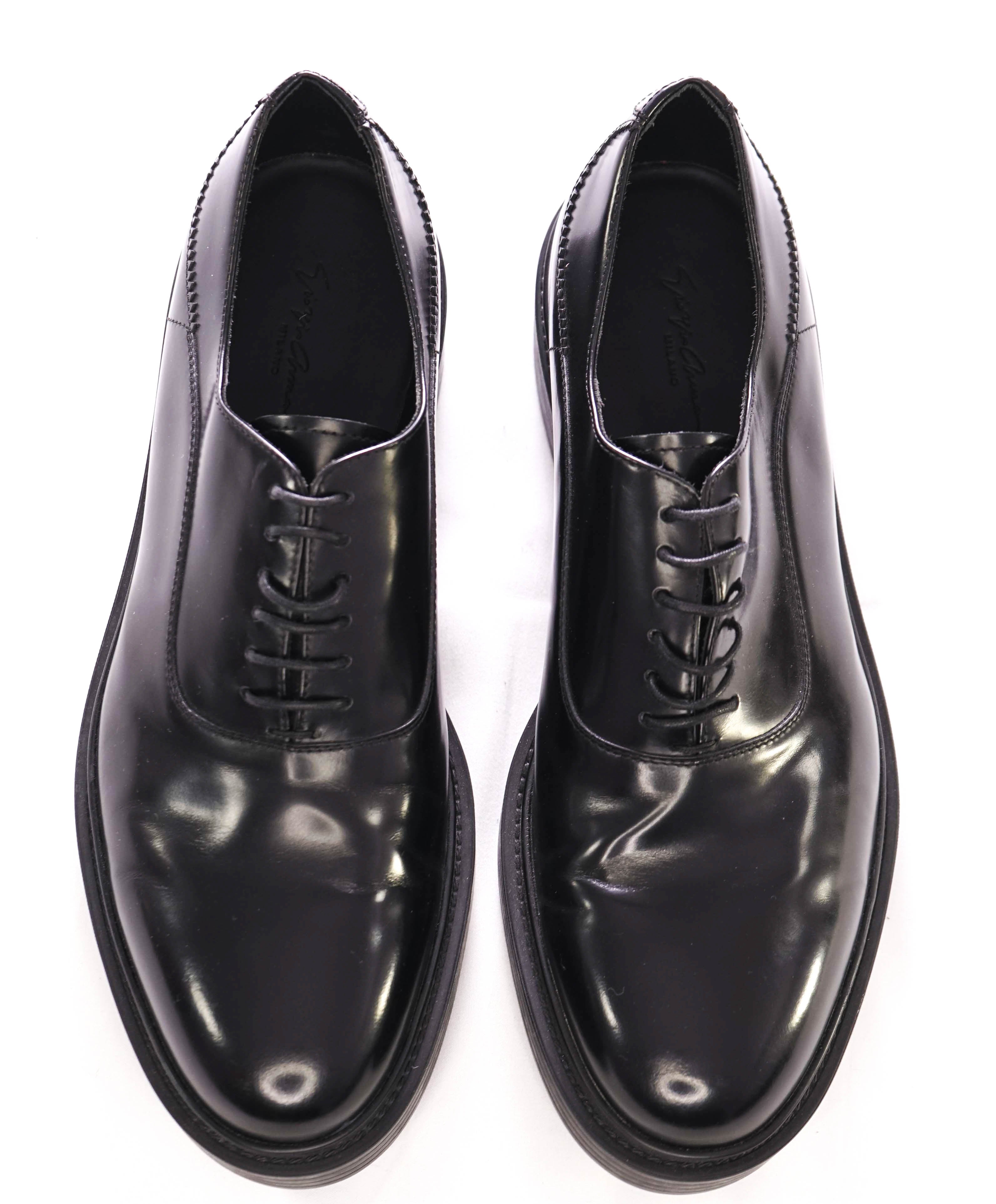 $895 GIORGIO ARMANI - Black LUG SOLE Oxfords W Round Toe - 11.5 US (10.5UK)