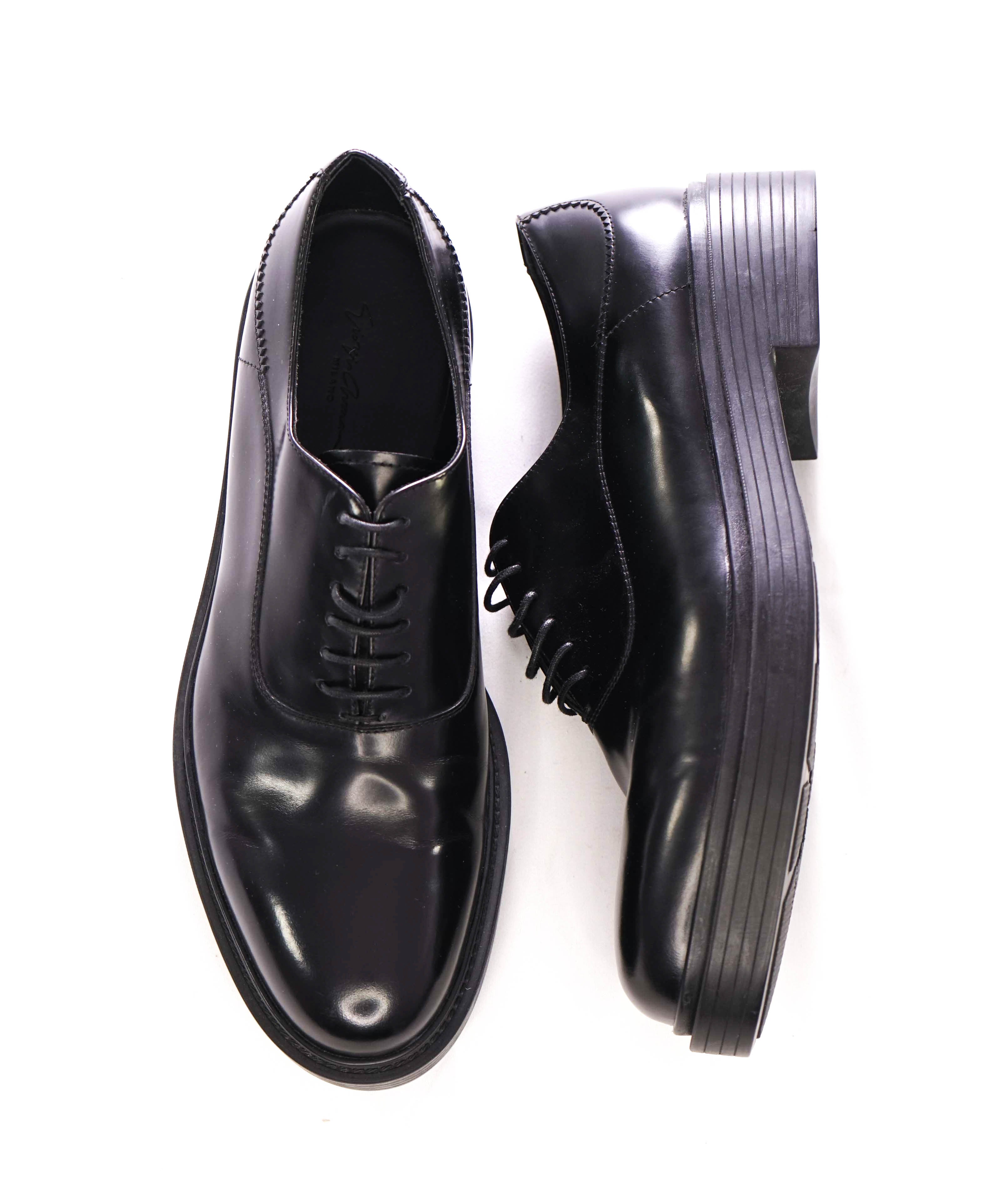 $895 GIORGIO ARMANI - Black LUG SOLE Oxfords W Round Toe - 11.5 US (10.5UK)