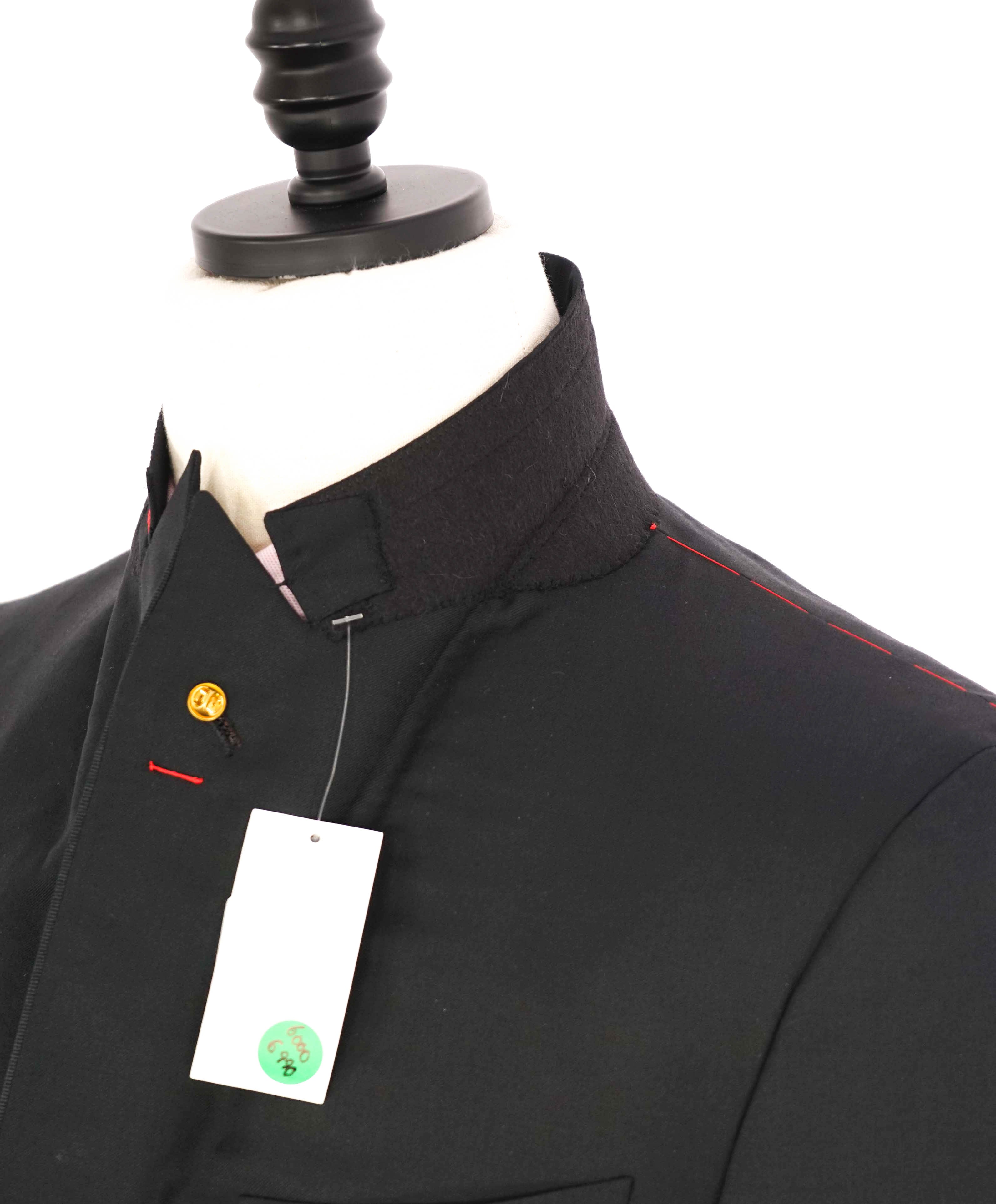 $4,595 ISAIA - "AQUASPIDER" Satin PEAK LAPEL Black Wool Tuxedo - 40L (36W)