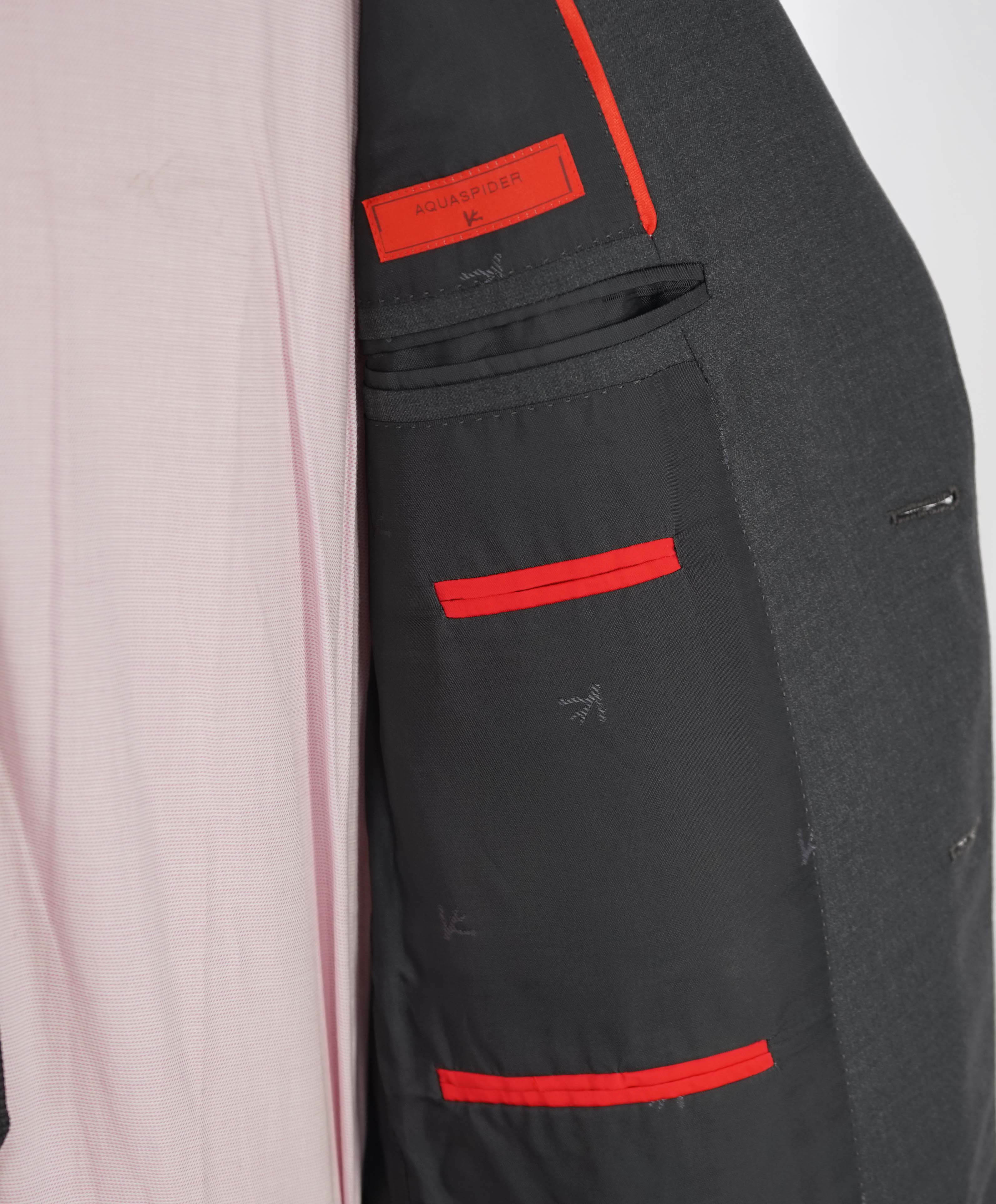 $3,750 ISAIA - Gray "AQUASPIDER" *CLOSET STAPLE* Coral Pin Suit - 42S