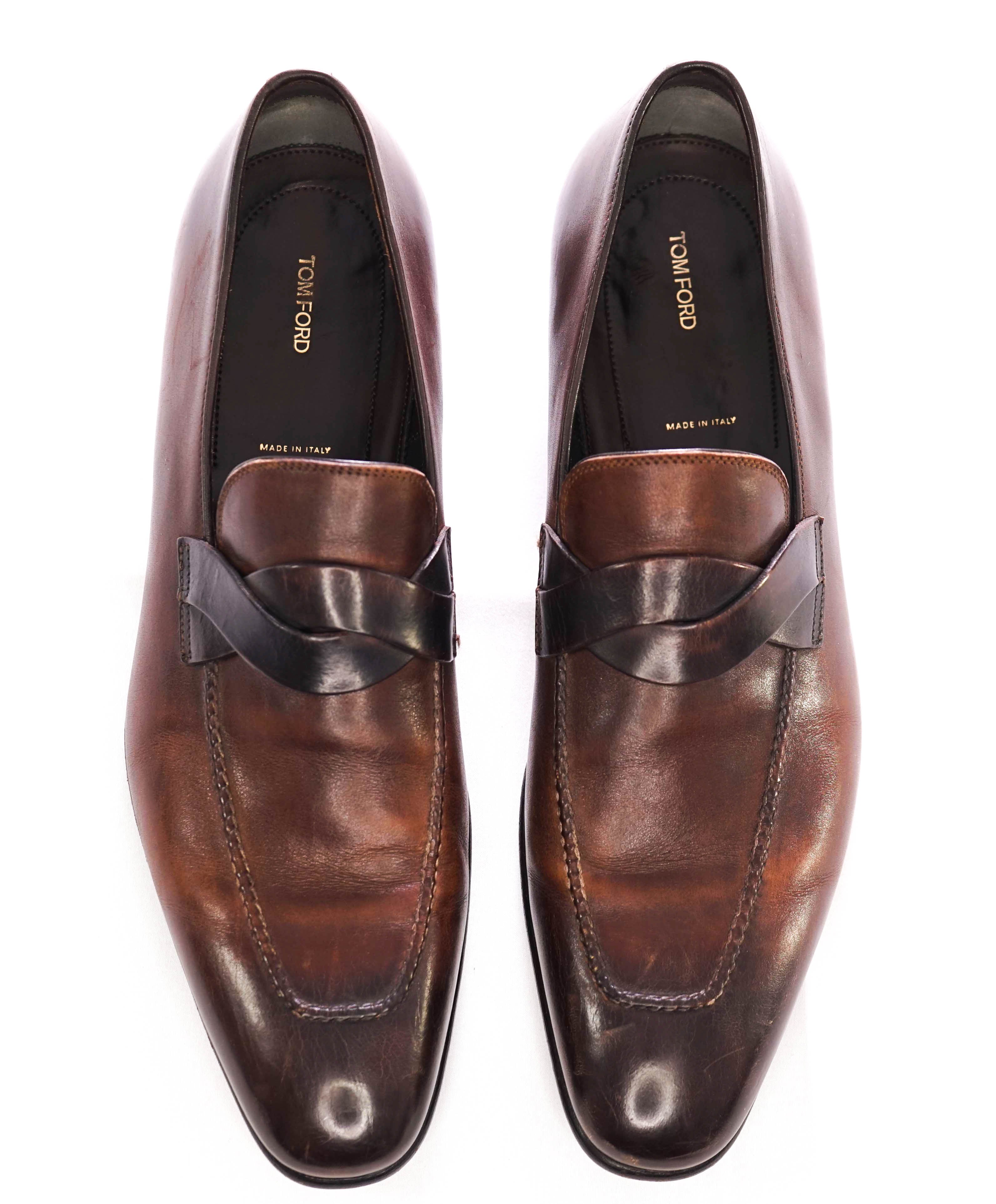 $1,790 TOM FORD - "TWIST" Brown Loafers - 10.5 US (10 T)