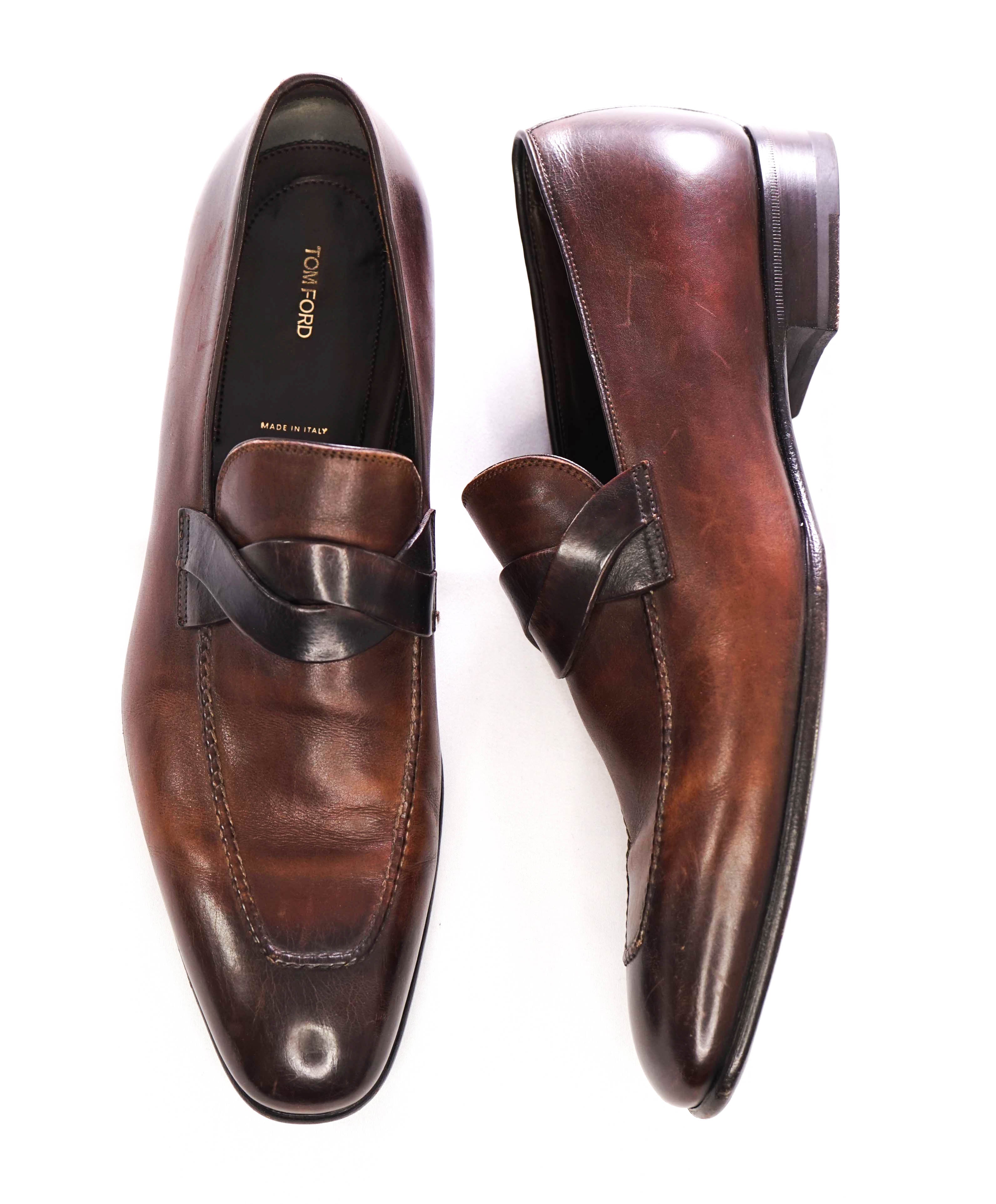 $1,790 TOM FORD - "TWIST" Brown Loafers - 10.5 US (10 T)