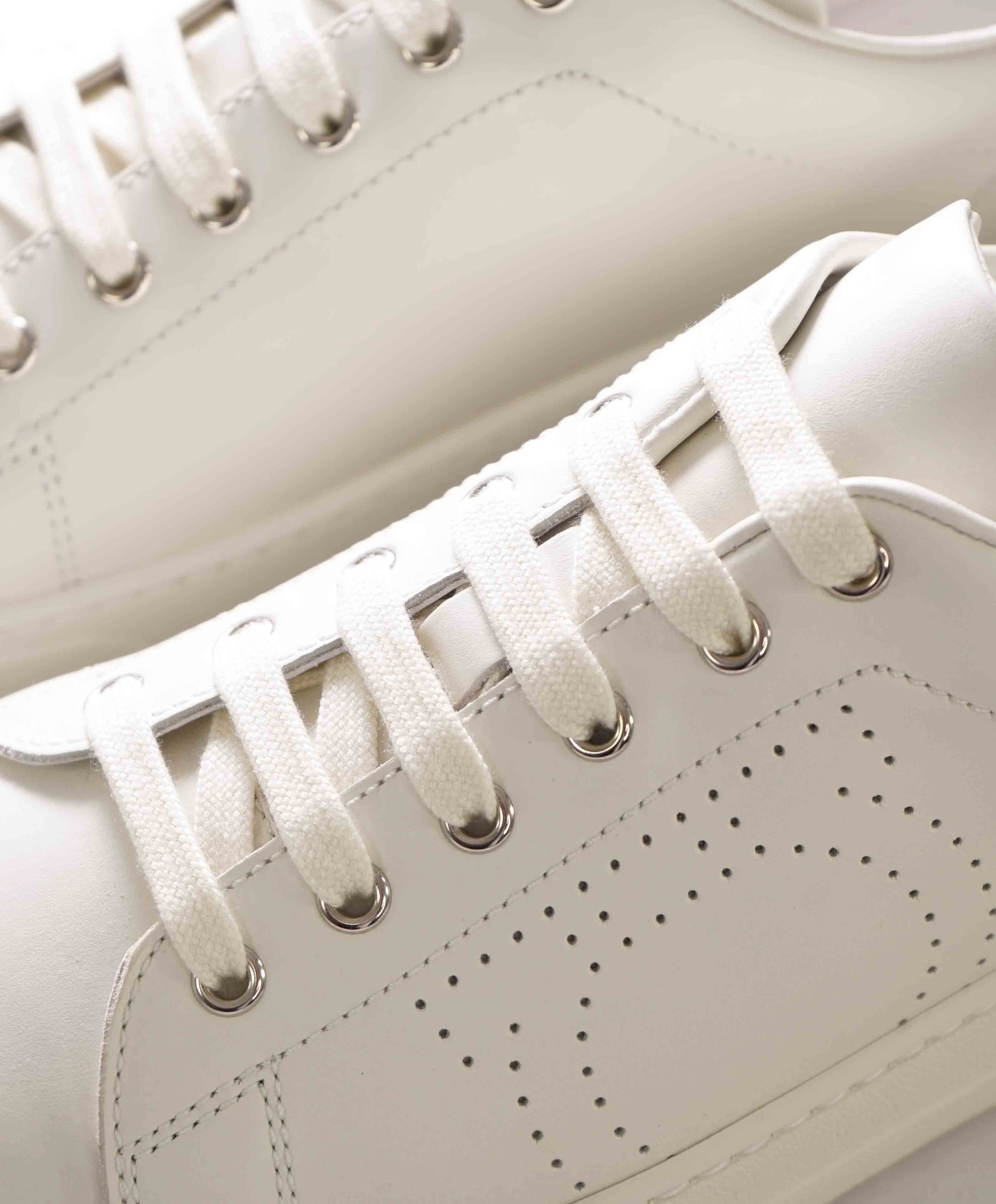 $695 SALVATORE FERRAGAMO - *PIERRE* White/Black Gancini Sneaker - 10 M US