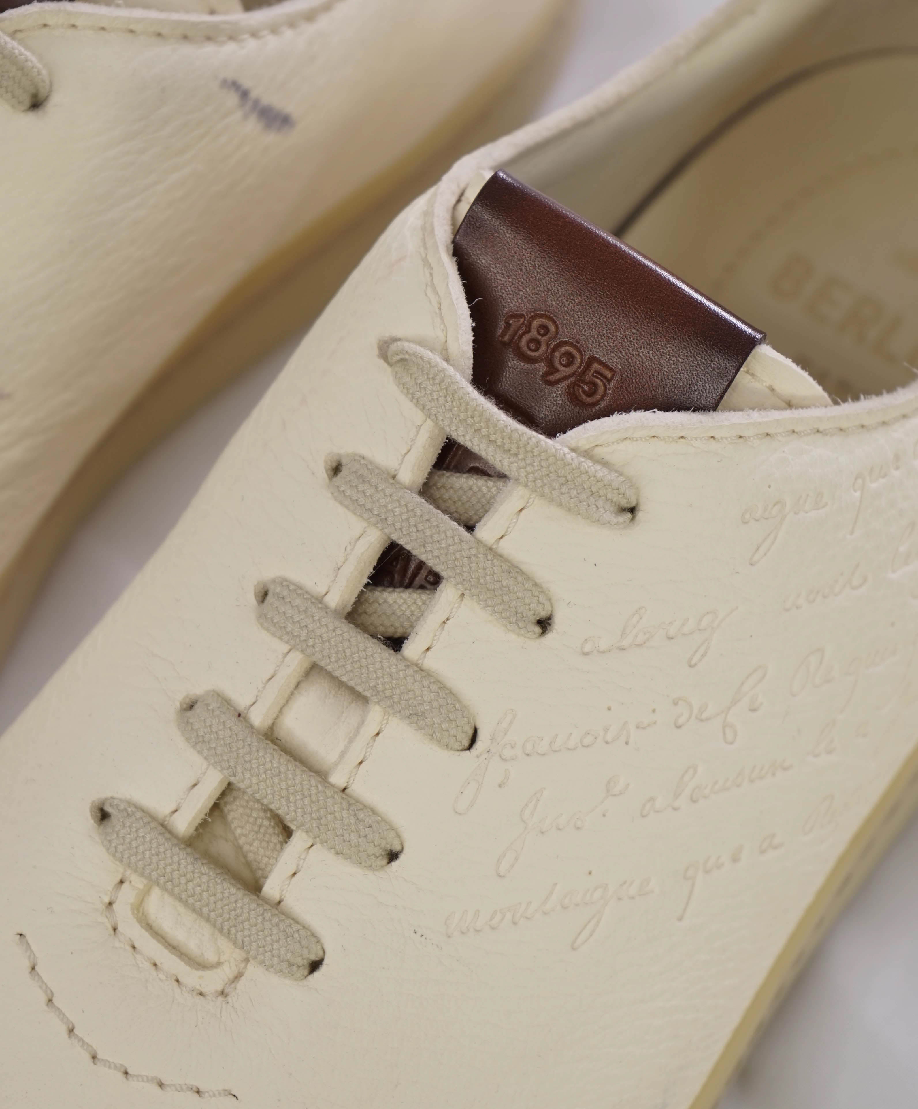 $1,720 BERLUTI PARIS- "SCRITTO" Leather Lace-Up Sneakers Ivory - 9.5 US (8.5 Stamped)
